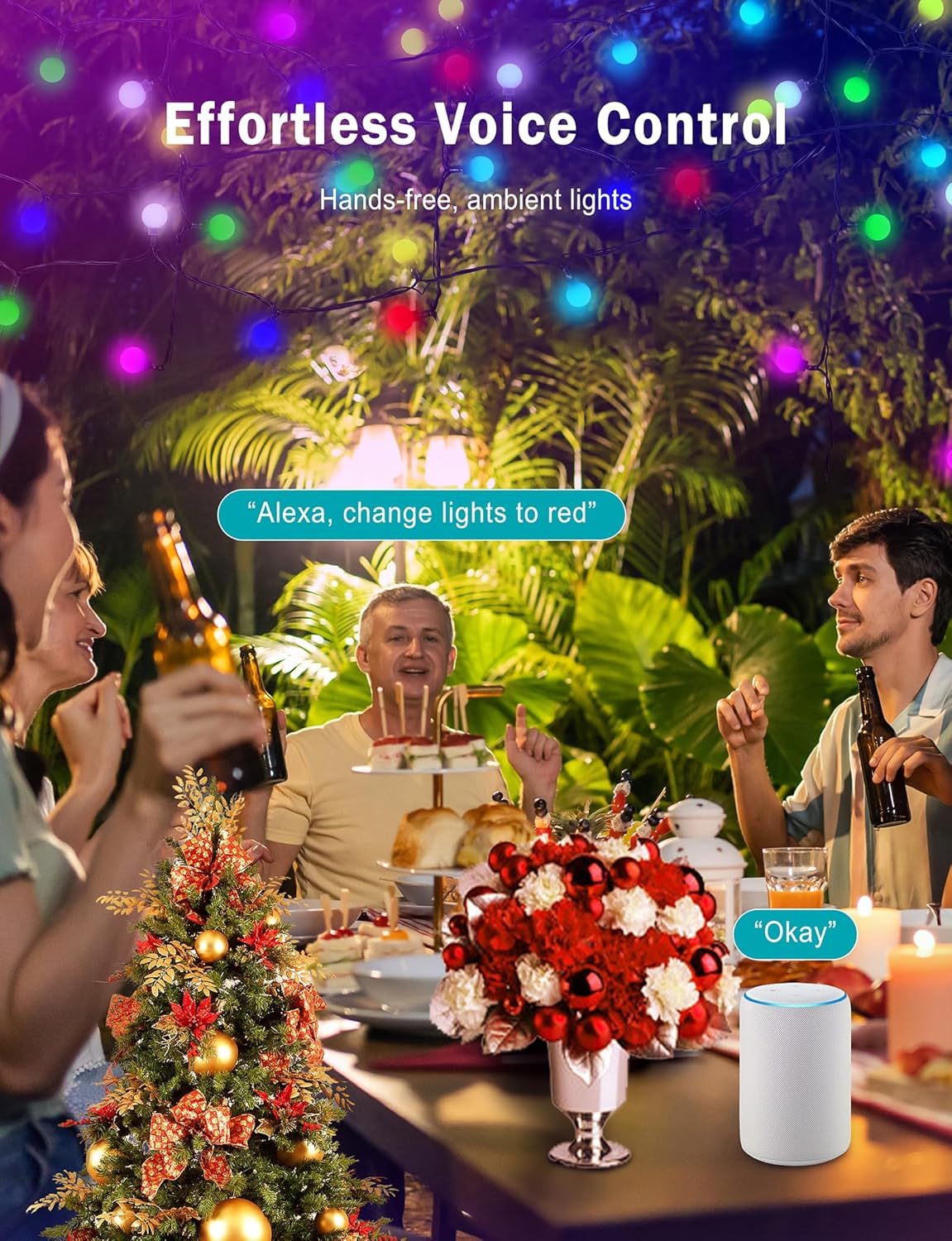 Luces de Navidad inteligentes de 75 pies, 200 luces LED inteligentes con RGB + 16 millones de colores, luces inteligentes de Navidad, decoración de