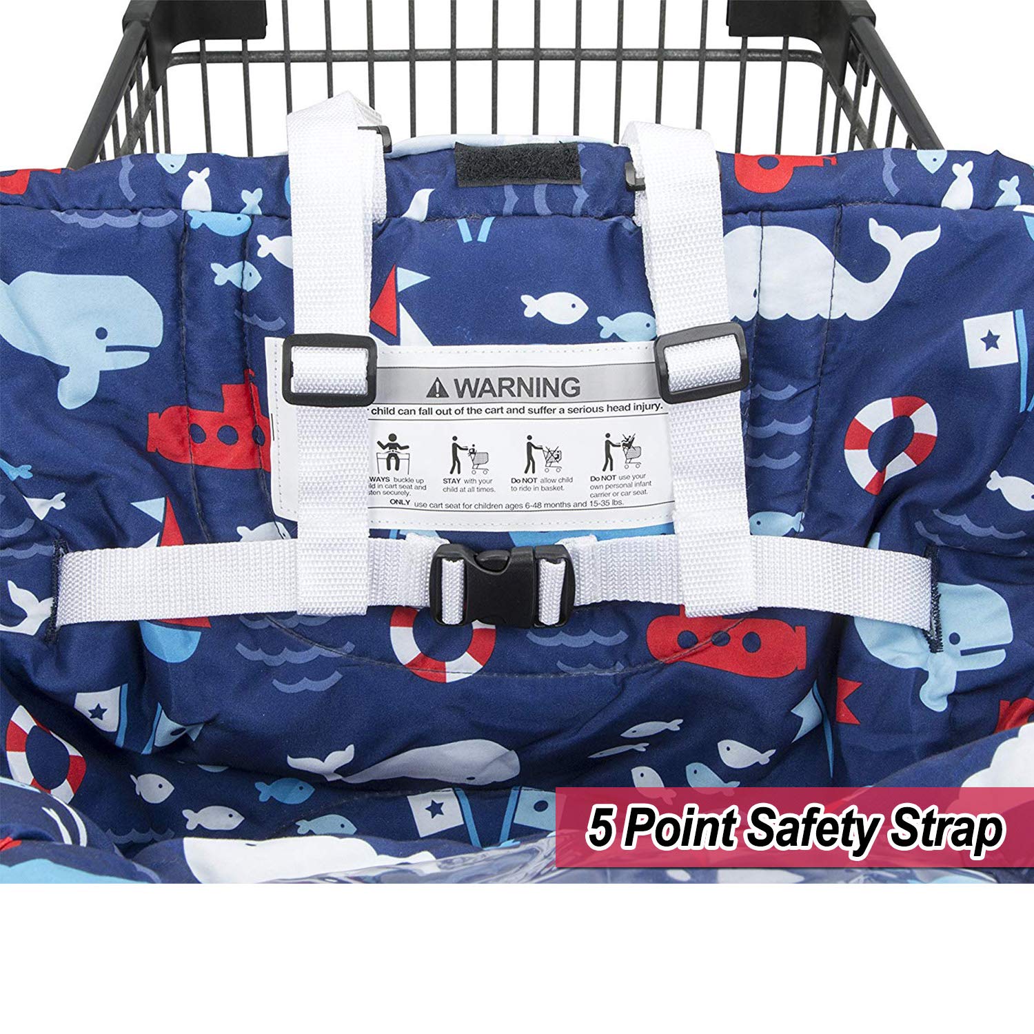 Funda para carrito de compras para bebé, 2 en 1, asiento portátil plegable con bolsa para bebés y niños pequeños, compatible con asiento de carrito