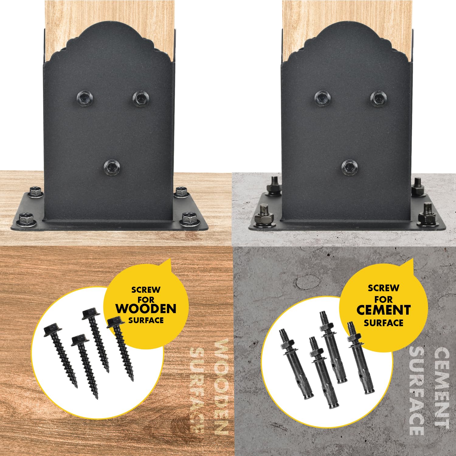 Creative Design – Base de poste de 4 x 4 pulgadas, soporte cuadrado para buzón de valla, base de poste atornillada, anclaje de tierra para poste de