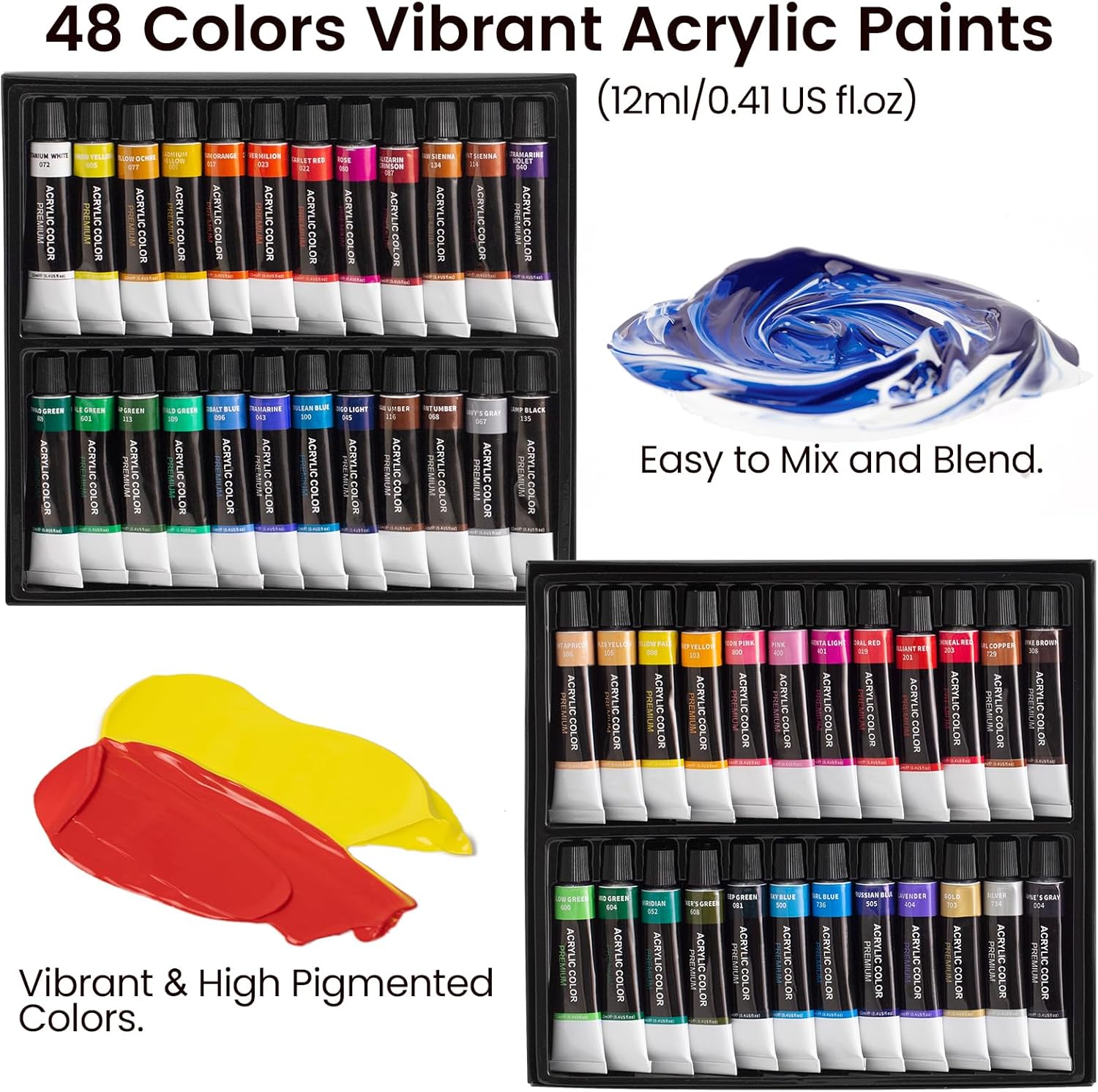 MERRIY Juego de pintura acrílica de 80 piezas, kit de suministros de pintura para artistas con caballete de caja de bocetos de mesa, pinturas