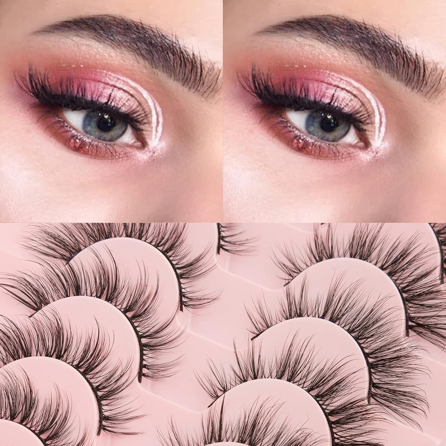 KOUSEI Pestañas de ojo de zorro con aspecto de ángel, pestañas de tira natural, estilo Bratz, pestañas de ojo de gato, pestañas postizas 3D de