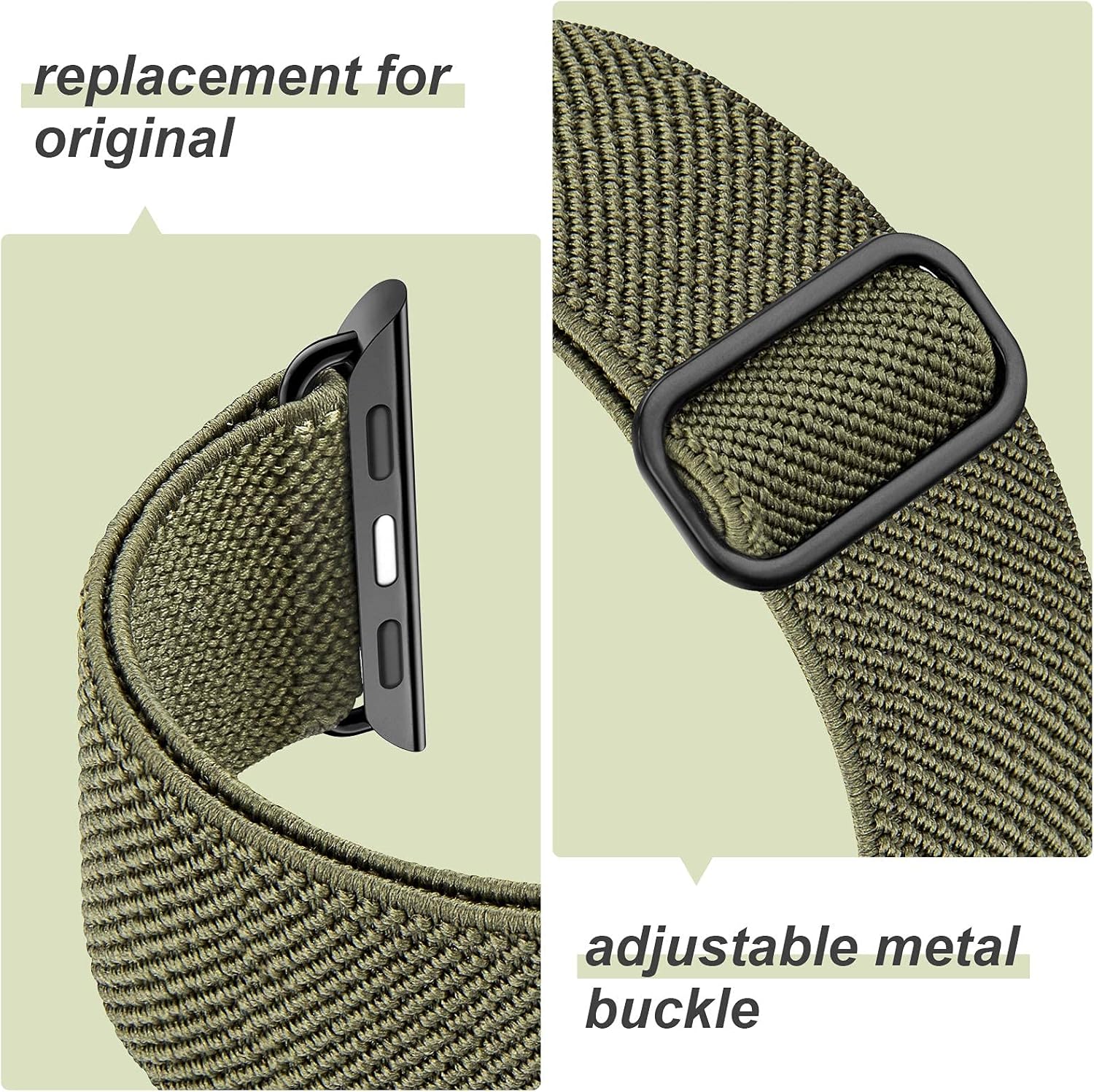 MEULOT – Correa elástica trenzada compatible con Apple Watch de , 1.49, 1.57, 1.65, 1.73pulgadas (38, 40, 42, 44mm), ajustable, de nailon elástico,
