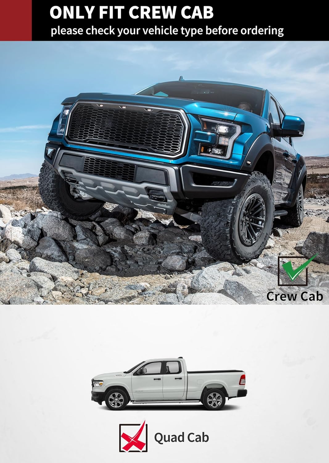 YITAMOTOR Estribos de 6.5 pulgadas compatibles con Ford F150 SuperCab 2015-2024, Ford F250 F350 F450 F550 Super Cab 2017-2024 Barra Nerf con escalón