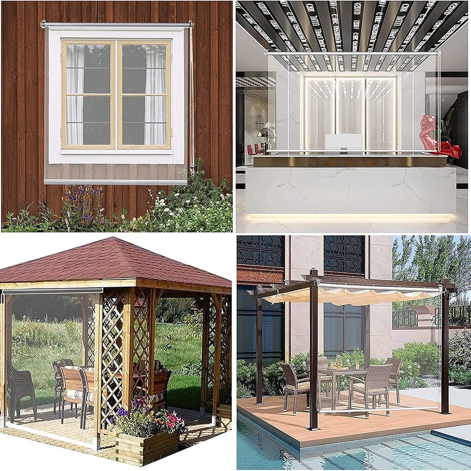 Persianas enrollables de PVC transparente para exteriores, cortinas de pantalla de división para balcón, pérgola de alta resistencia, persianas