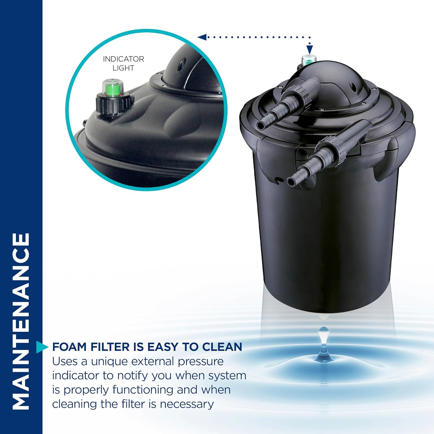 Alpine Corporation Filtro de presión Bio-Pure de 15″ de alto para estanques, 1,000 galones