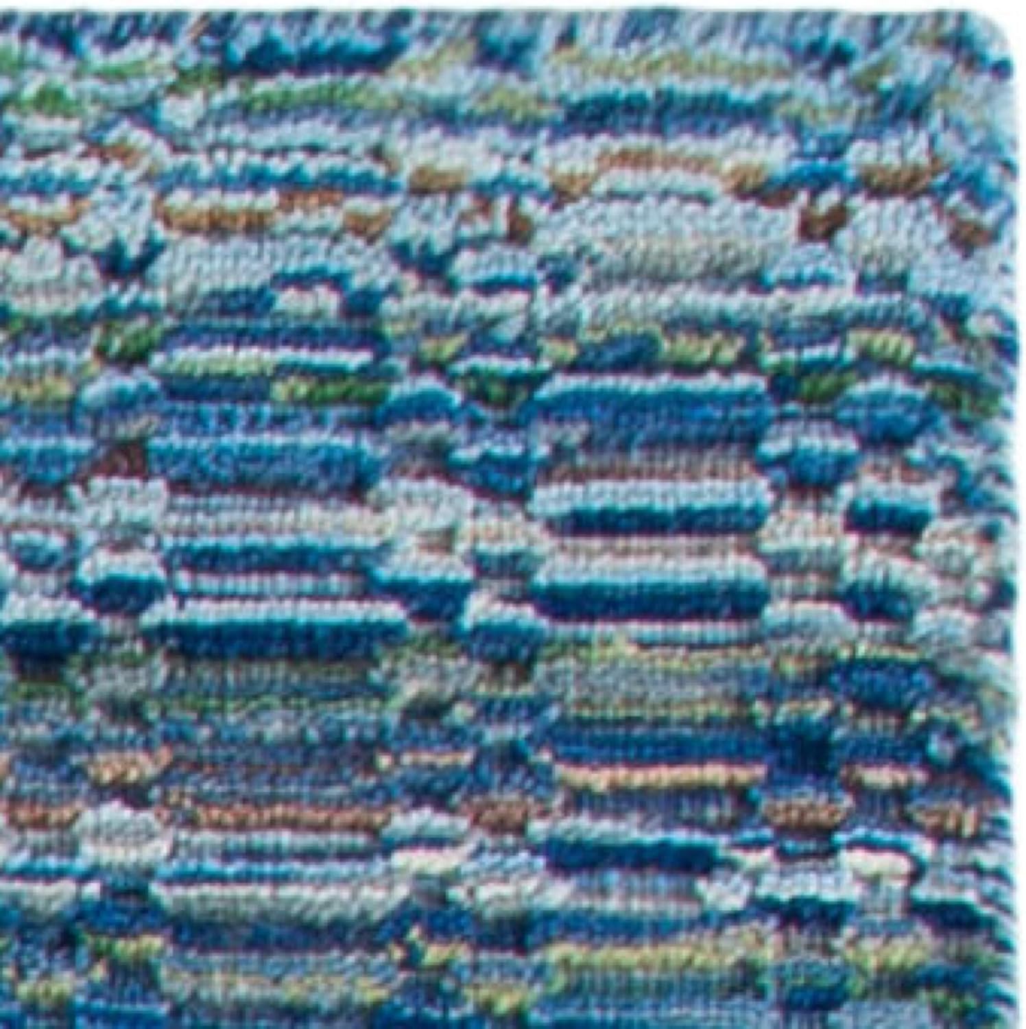 SAFAVIEH Himalaya Collection – Alfombra decorativa, 4 x 6 pies, azul y multicolor, lana hecha a mano, ideal para zonas de alto tráfico en entrada,