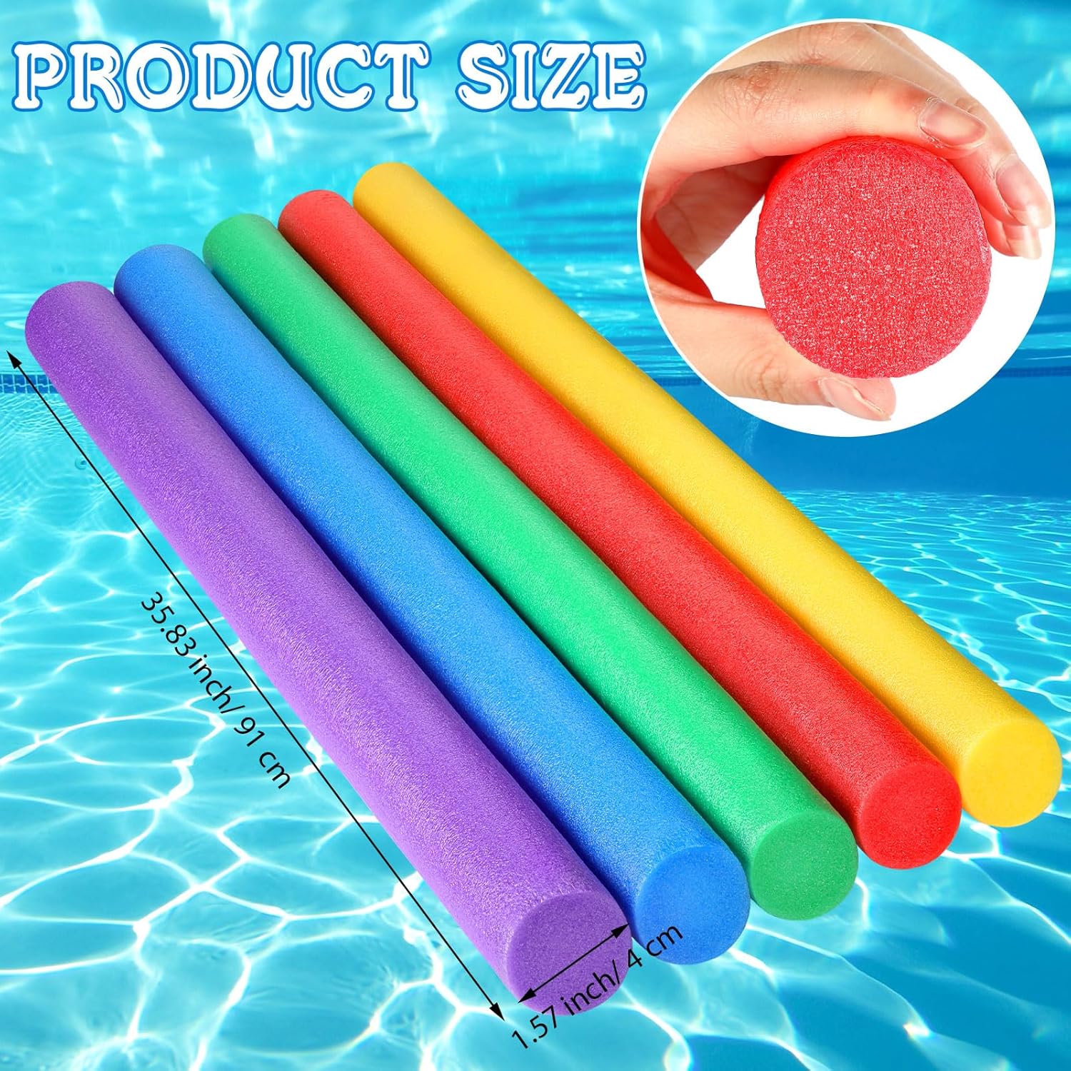 Frienda 20 fideos sólidos de piscina de 1.57 x 35.83 pulgadas, espuma para manualidades, tubo redondo para proyectos de manualidades flotantes para