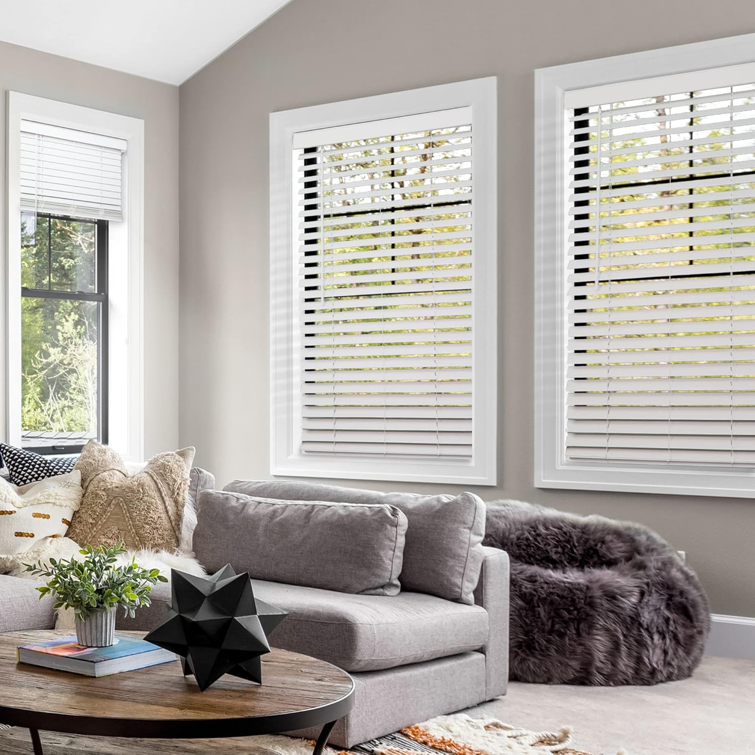 CHICOLOGY Persianas de madera sintética, persianas de madera, cortinas de ventana, tratamientos de ventana, persianas y persianas, persianas para el