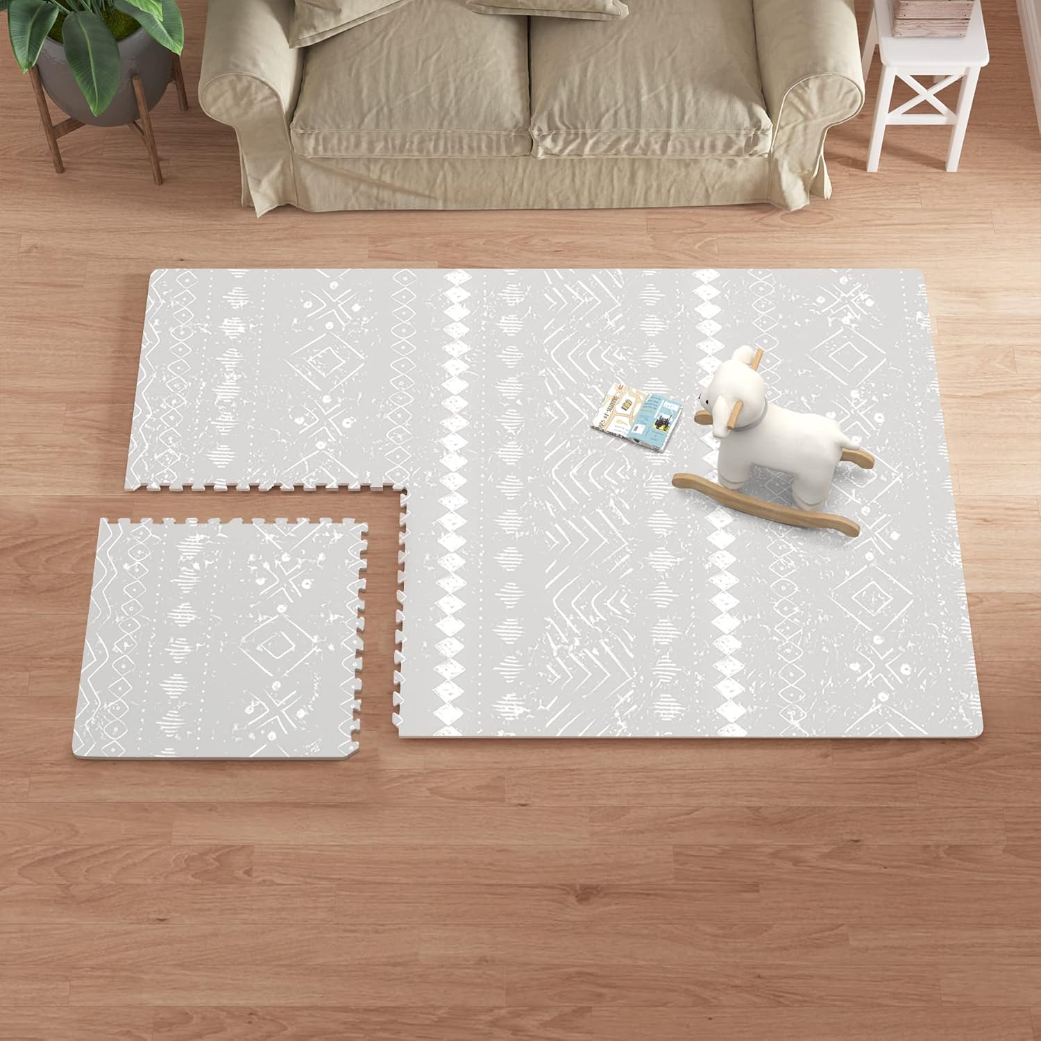 TCBunny – Alfombra de juego extragrande para bebés, tapete de espuma de rompecabezas de 4 x 6 pies para niños y niños pequeños (bohemia)