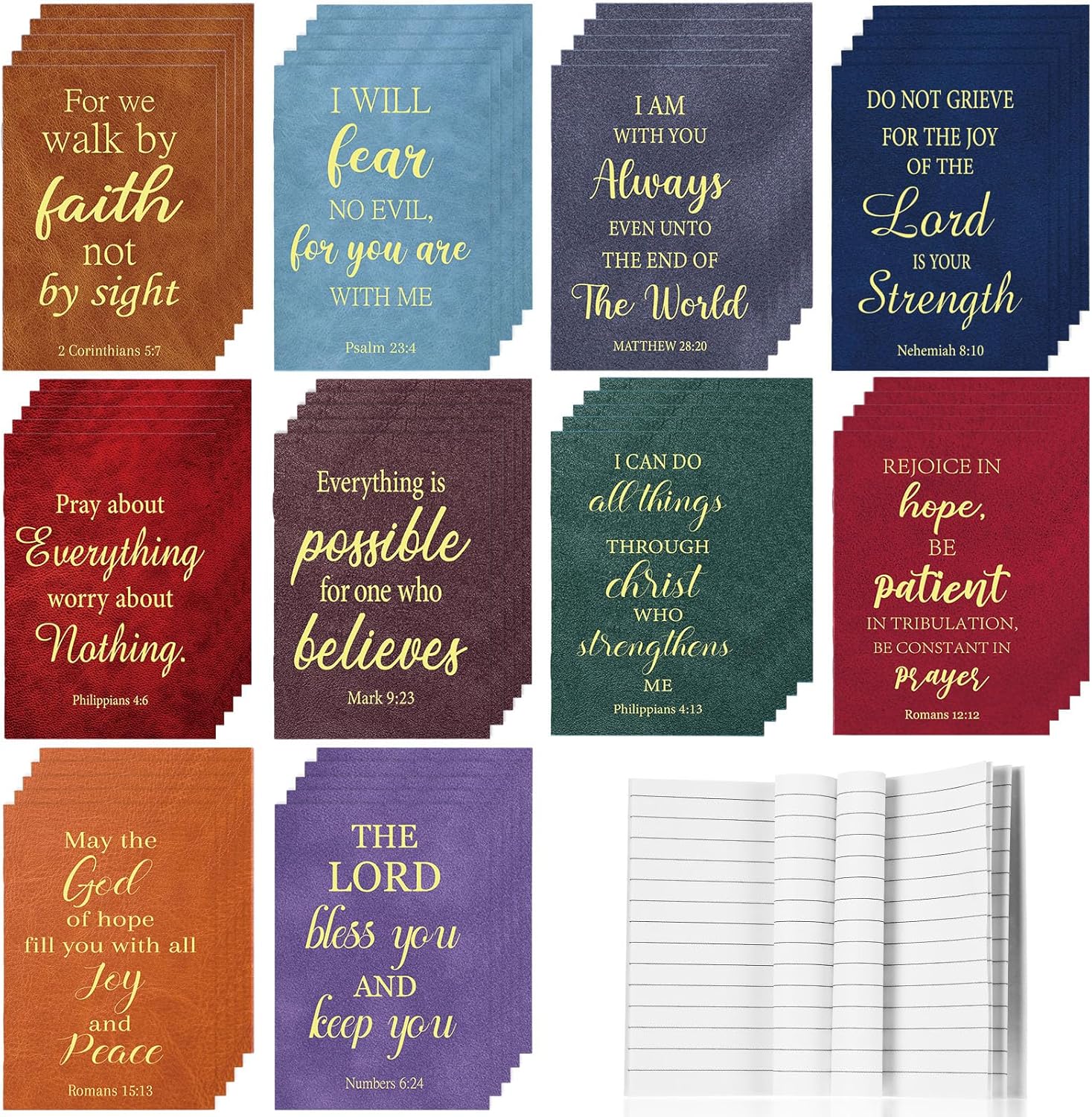 CHENGU 50 cuadernos de versículos de la Biblia, diarios cristianos a granel, regalos cristianos a granel, diarios de oración religiosa, bloc de