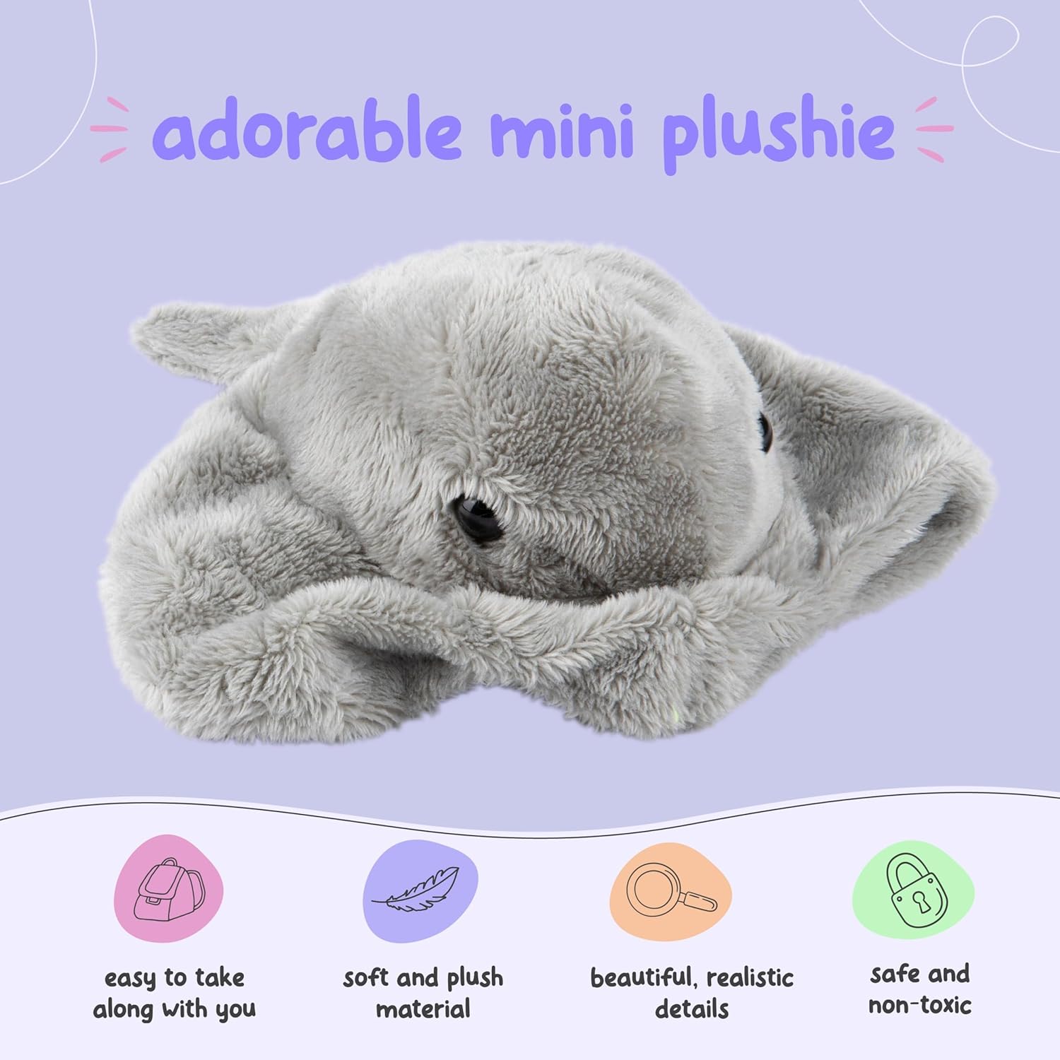 Forest & Twelfth Mantarraya de peluche, juguete de peluche individual para niños, recuerdos de fiesta oceánica y bolsas de golosinas, premios de