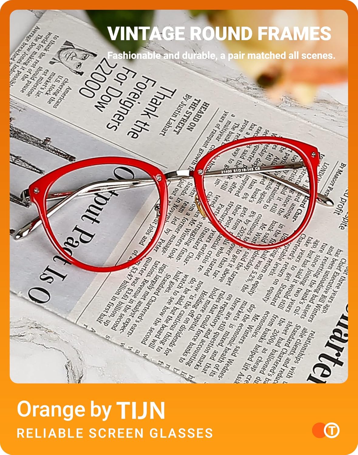 TIJN Lentes de bloqueo de luz azul para mujeres y hombres, dispositivo de TV con luz azul, antifatiga ocular, marco de metal redondo