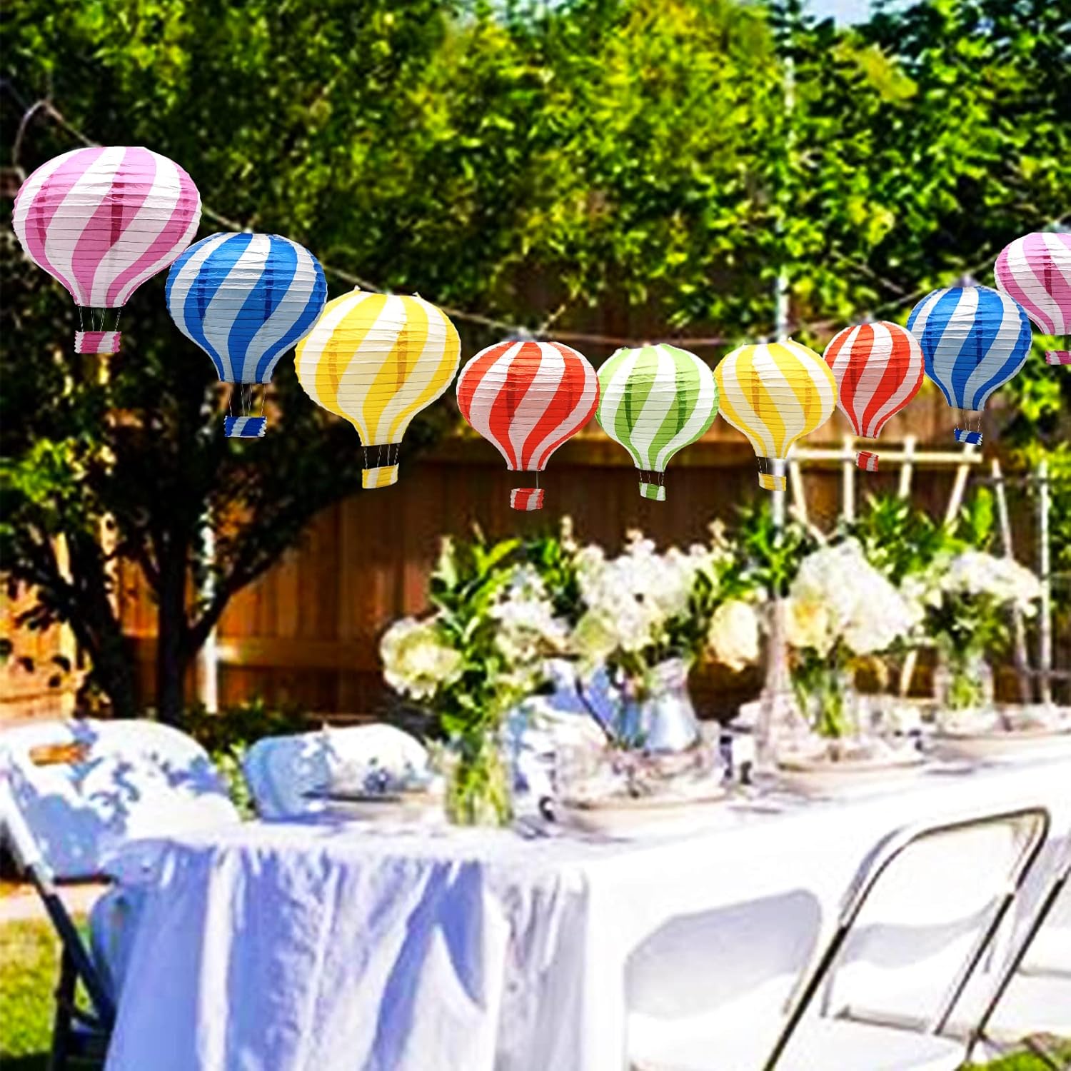 Juego de linternas de papel colgantes con globos aerostáticos, decoración de fiesta, cumpleaños, boda, Navidad, fiesta, regalo, 12 pulgadas, paquete