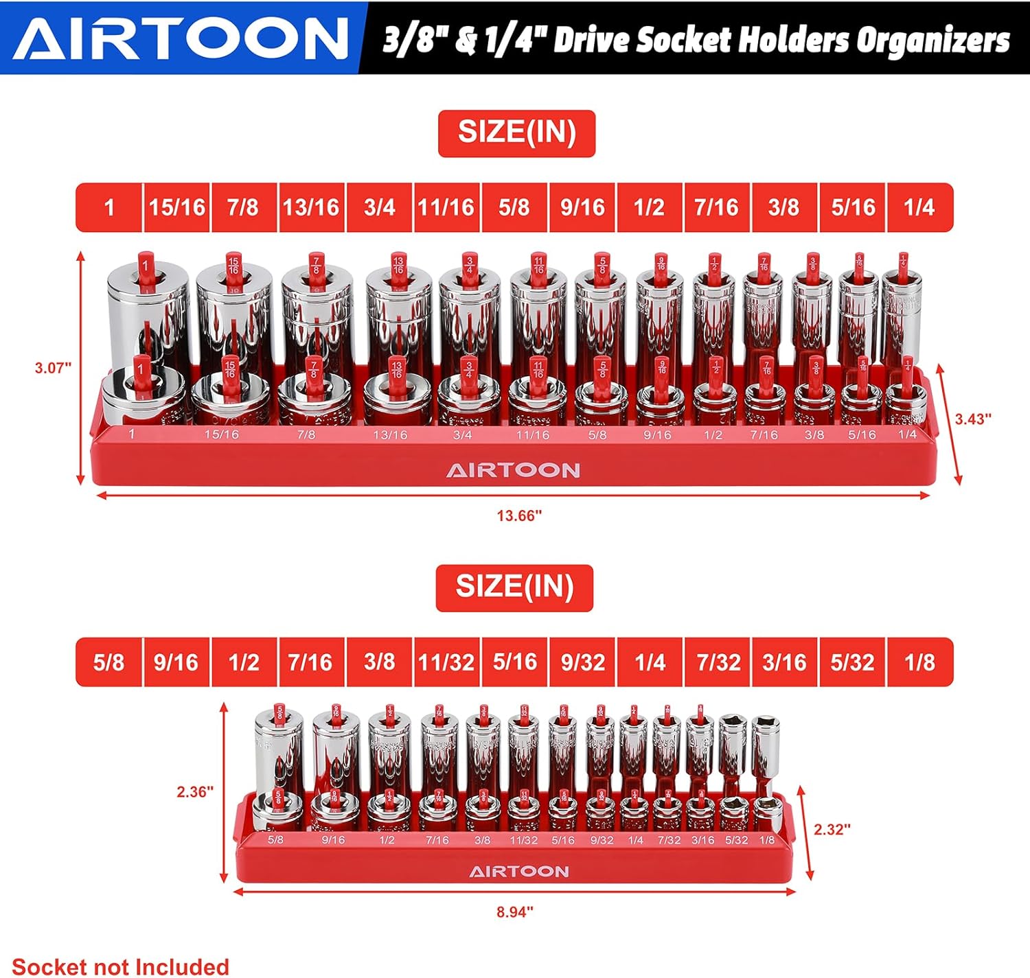 AIRTOON Bandejas organizadoras de enchufes de 4 piezas, juego de bandejas de enchufes SAE, 14 pulgadas, 38 pulgadas y 12 pulgadas de profundidad y
