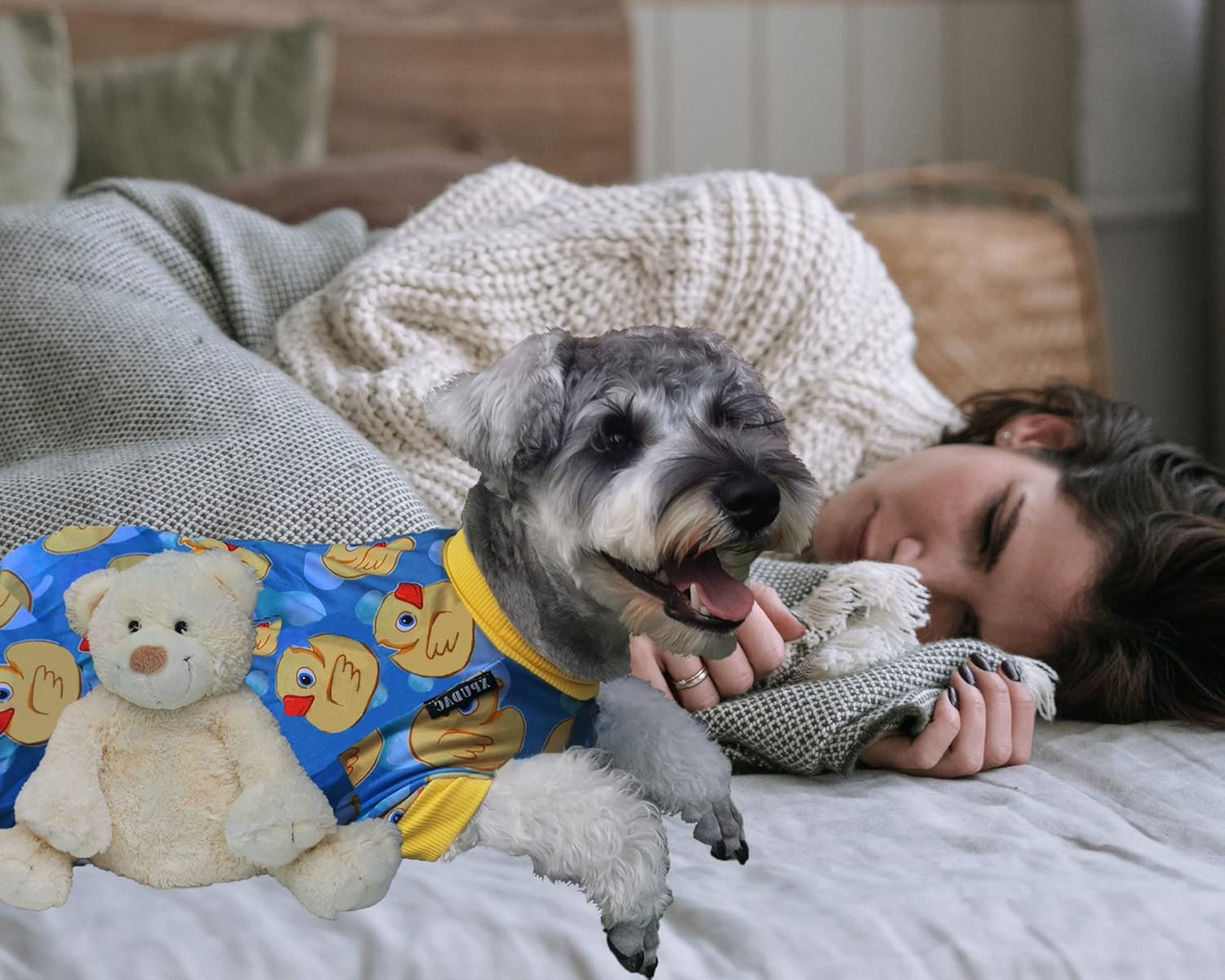 XPUDAC Pijama de 4 piezas para perros pequeños, ropa para cachorros, trajes para perritos, camisas de Navidad, pijamas para mascotas y gatos, XXL