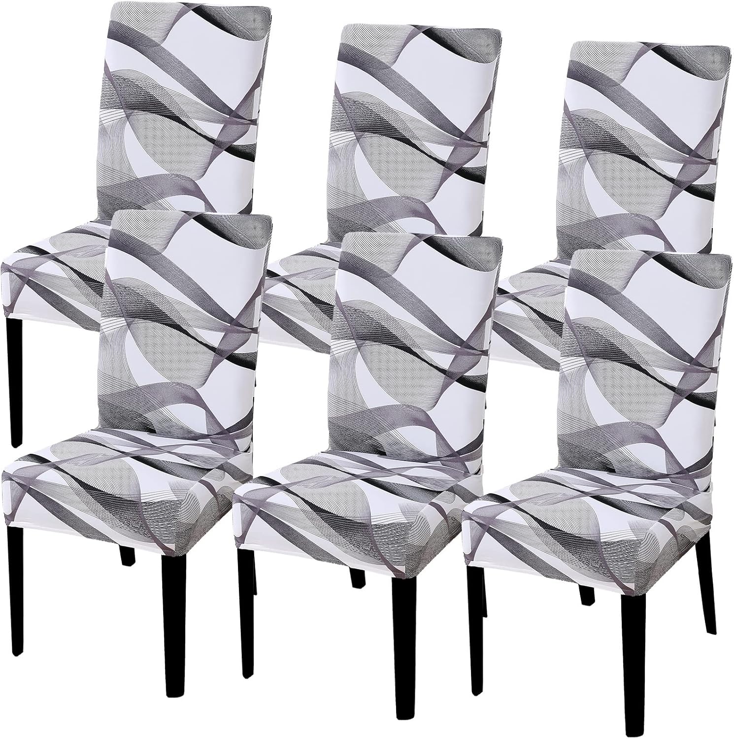 Juego de 6 fundas para sillas de comedor, fundas elásticas para sillas Parsons, extraíbles, lavables, de elastano, impresas, fundas protectoras de