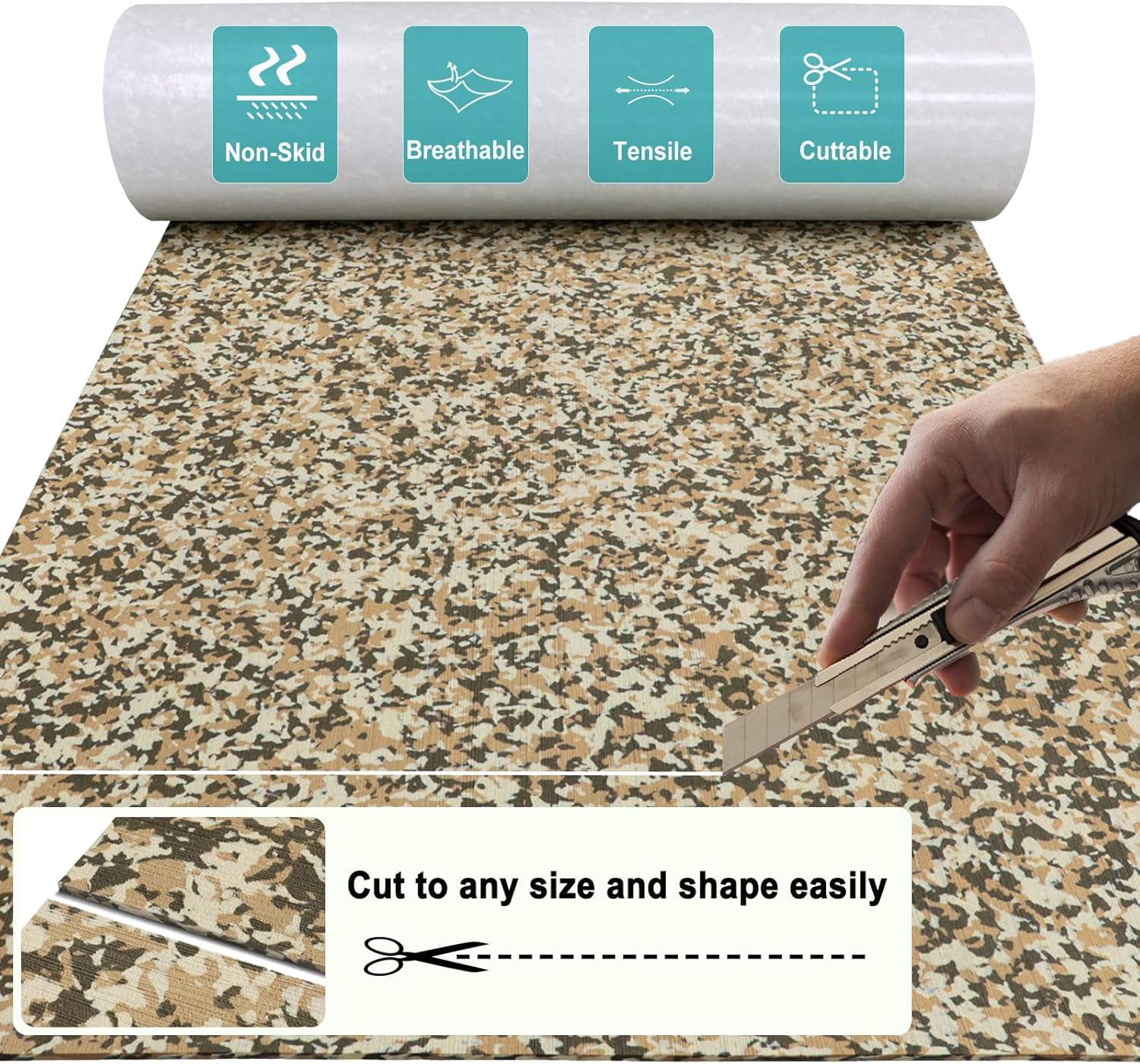 Suelo de lancha de espuma EVA, lámina autoadhesiva para suelos marinos de camuflaje cepillado, alfombra marina para barcos, yate, kayak, cubierta,