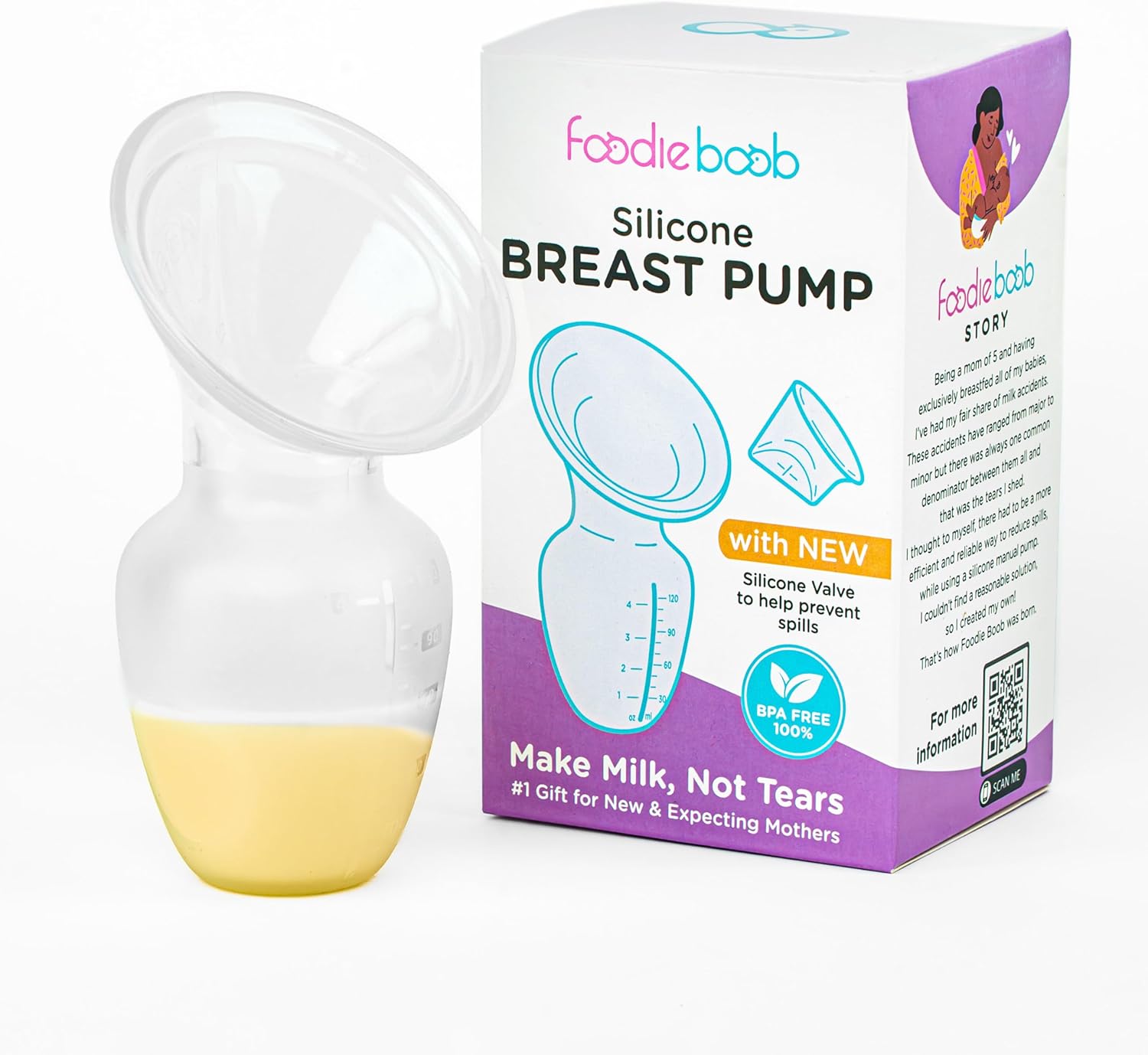 Extractor de leche manual manos libres con válvula personalizada a prueba de derrames, esenciales posparto, fácil de limpiar, bomba portátil para