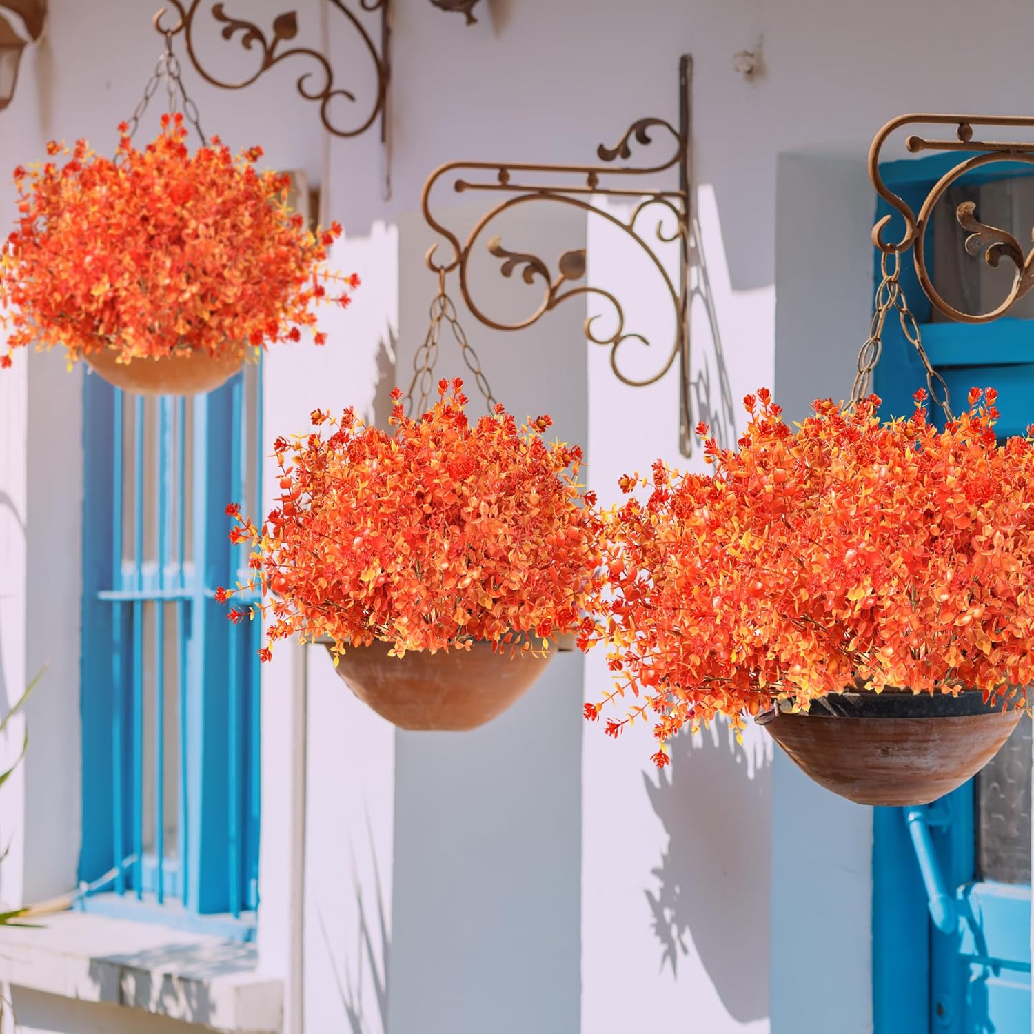 Sawowkuya 20 paquetes de flores artificiales de otoño para exteriores, decoraciones de otoño, flores de plástico resistentes a los rayos UV para