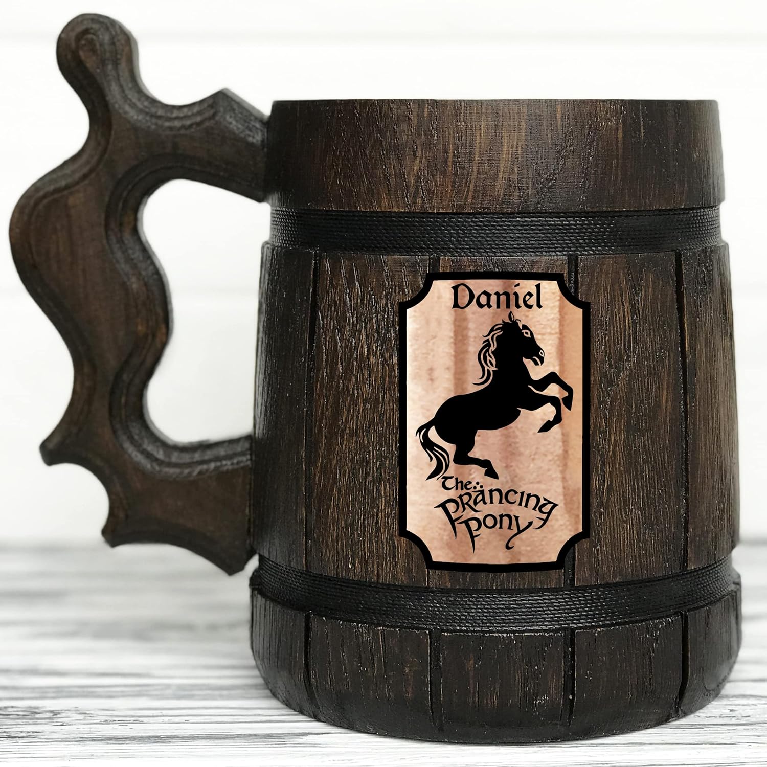 Prancing Pony Mug Lord Rings Wooden Beer Stein. Fathers Day Gifts. Anniversary Gift for Husband. Birthday Gifts For Him. Wooden Beer Mug Beer