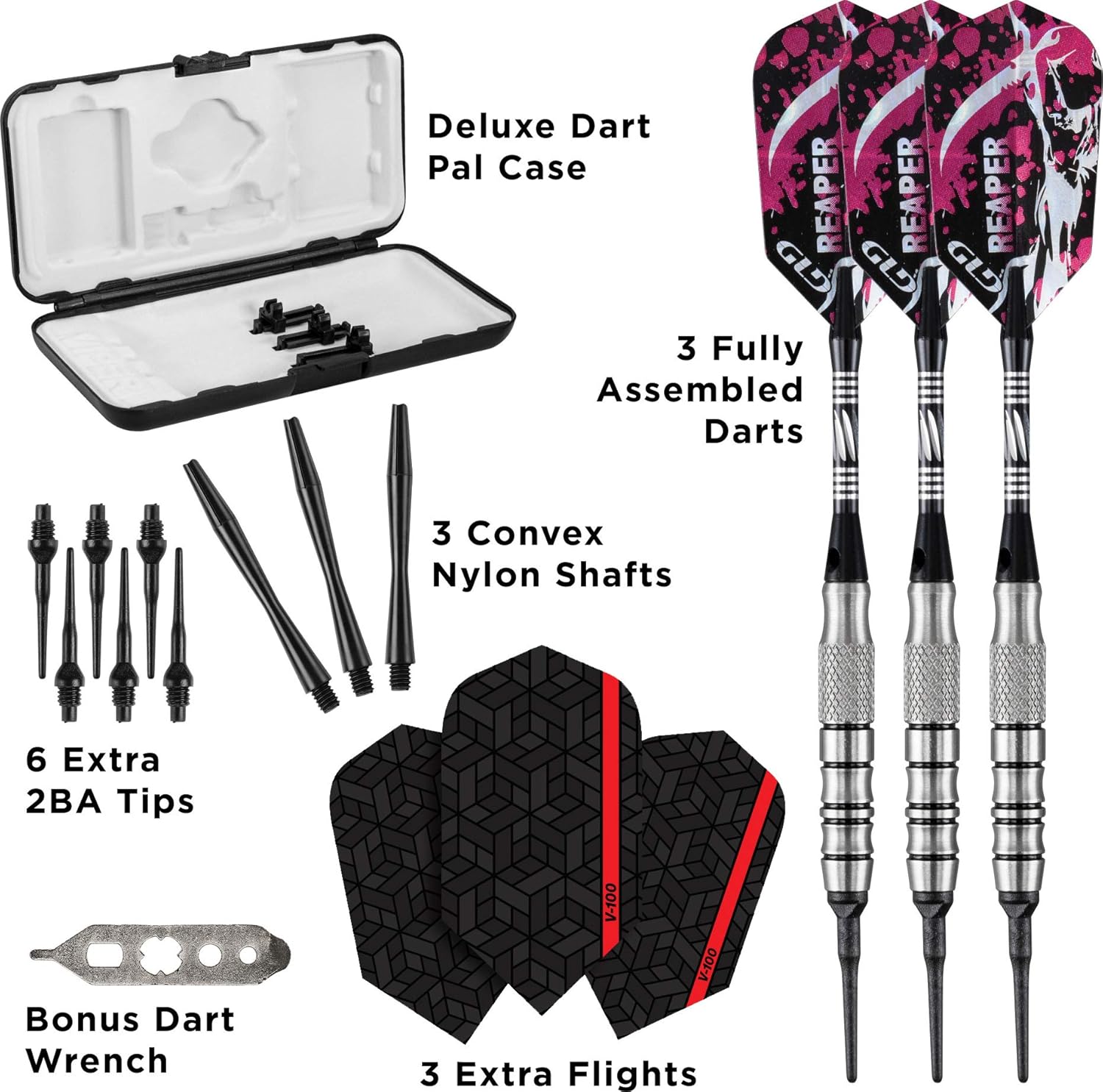Viper Grim Reaper – Dardos de punta suave de tungsteno 80% con estuche de almacenamientoviaje