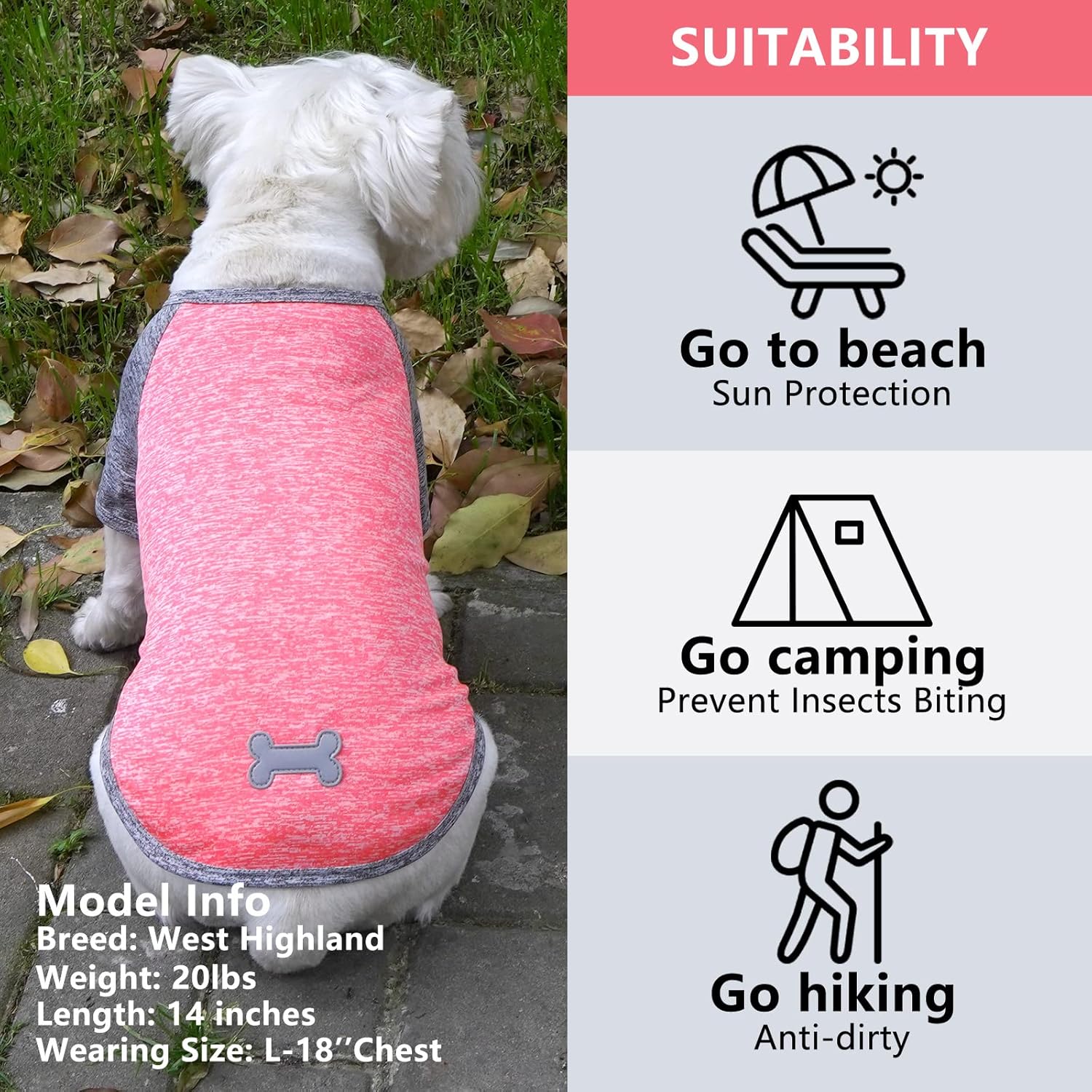 KYEESE Paquete de 2 camisas para perro de secado rápido, transpirables, ligeras, elásticas, protegen contra las colas de zorra, camiseta para perro