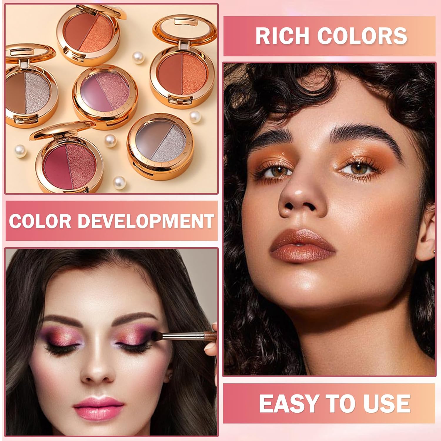 ZHISHUDL Paleta de sombra de ojos de doble color con purpurina mate, paleta de maquillaje de sombra de ojos de alto pigmento en polvo, maquillaje de