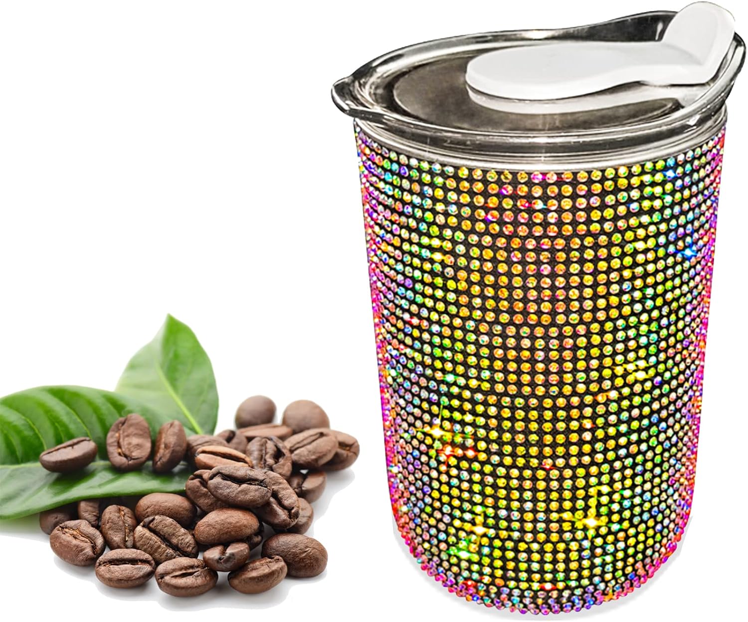 Botella de agua de 17 onzas con tapa, taza de café aislada de acero inoxidable, taza de café de doble pared a prueba de fugas, taza térmica para
