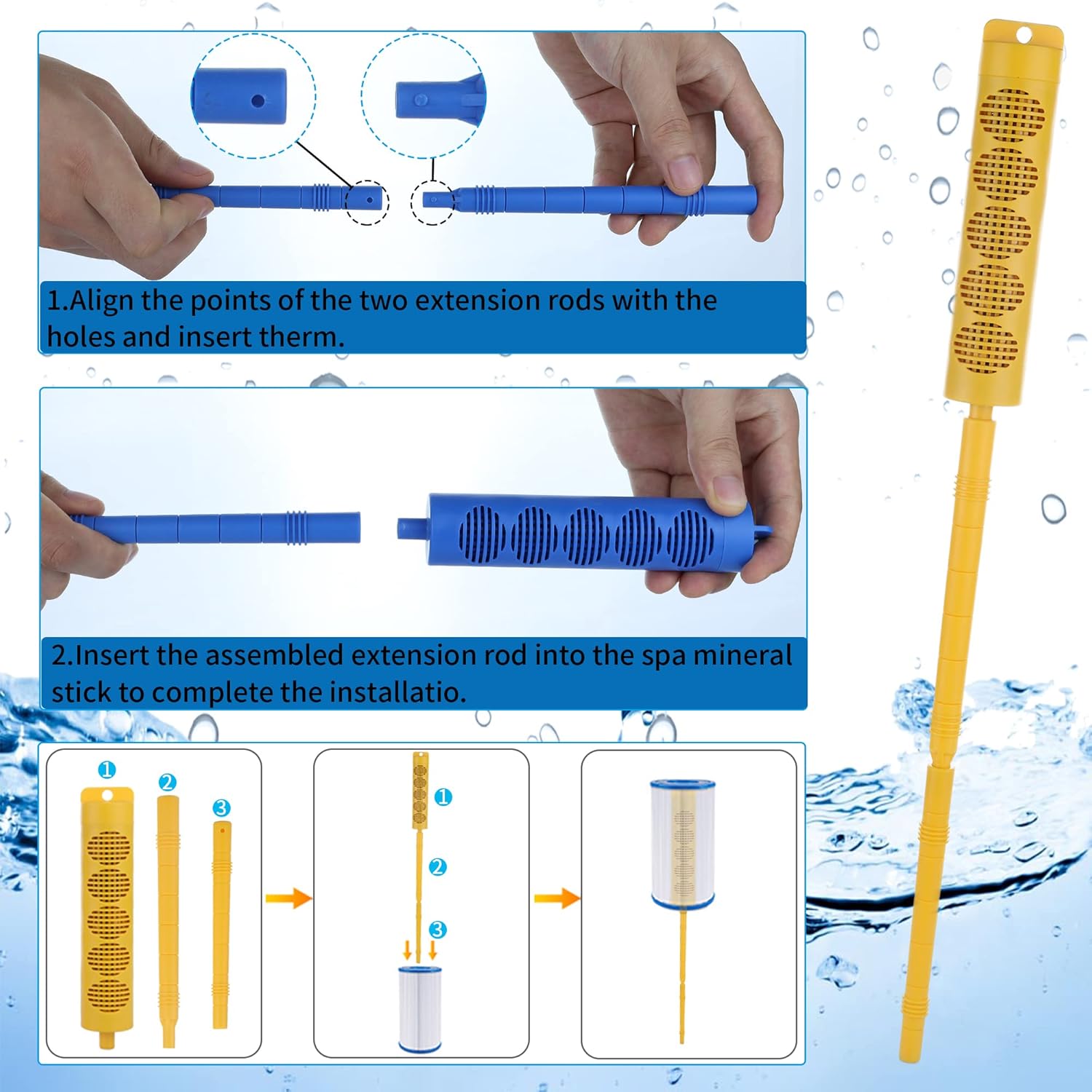 Natuer – Barra mineral para bañera de hidromasaje, barra mineral para bañera de hidromasaje, 2 varillas para productos químicos de bañera de