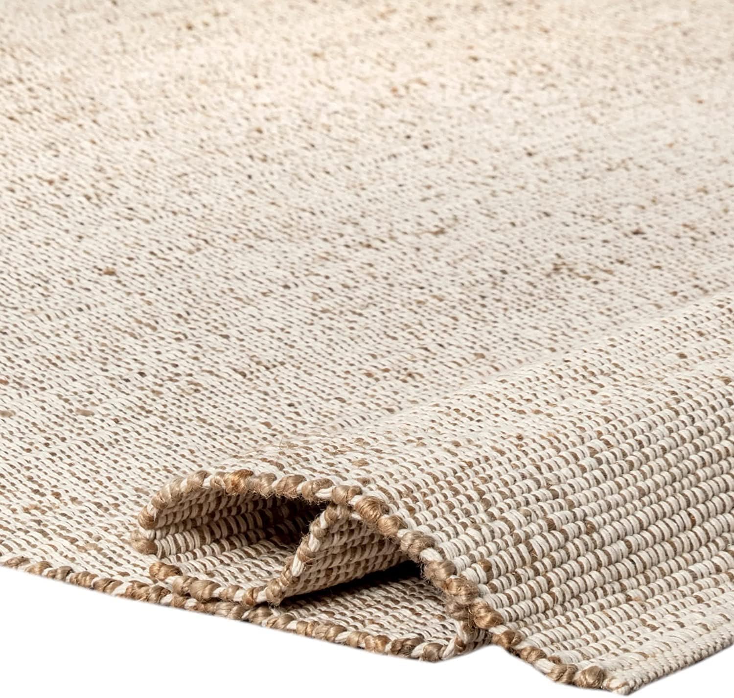 S & L Homes Alfombra de algodón de yute tejida a mano natural para sala de estar, decoración rústica vintage bohemia (10 x 13 pies, natural)
