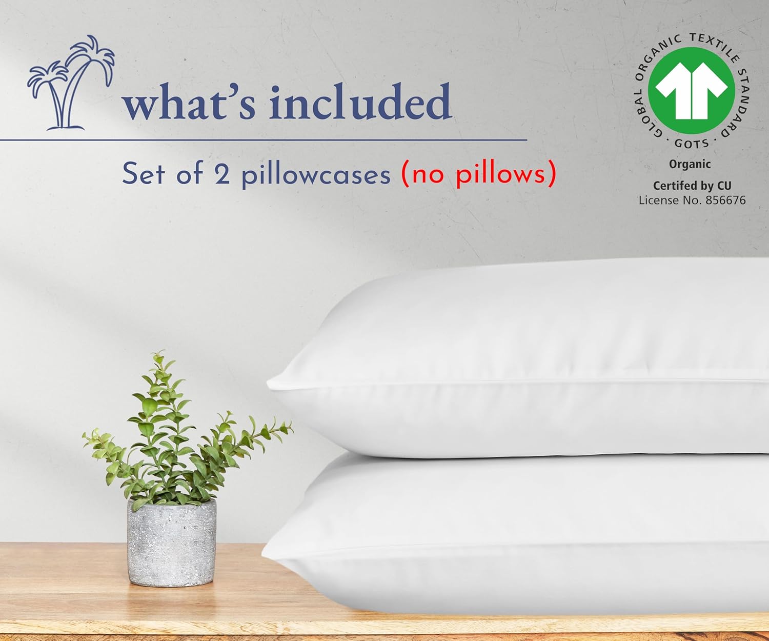 California Design Den – Juego de 2 fundas de almohada 100% de algodón orgánico, tamaño King, con certificado de la Norma Mundial para Textiles
