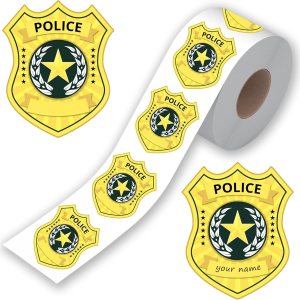 500 calcomanías de insignias de policía para niños, etiquetas de nombre de policía, suministros de fiesta de policía, regalos para niños, 500 calcomanías de insignias de policía para niños, etiquetas de nombre de policía, suministros de fiesta de policía, regalos para niños,