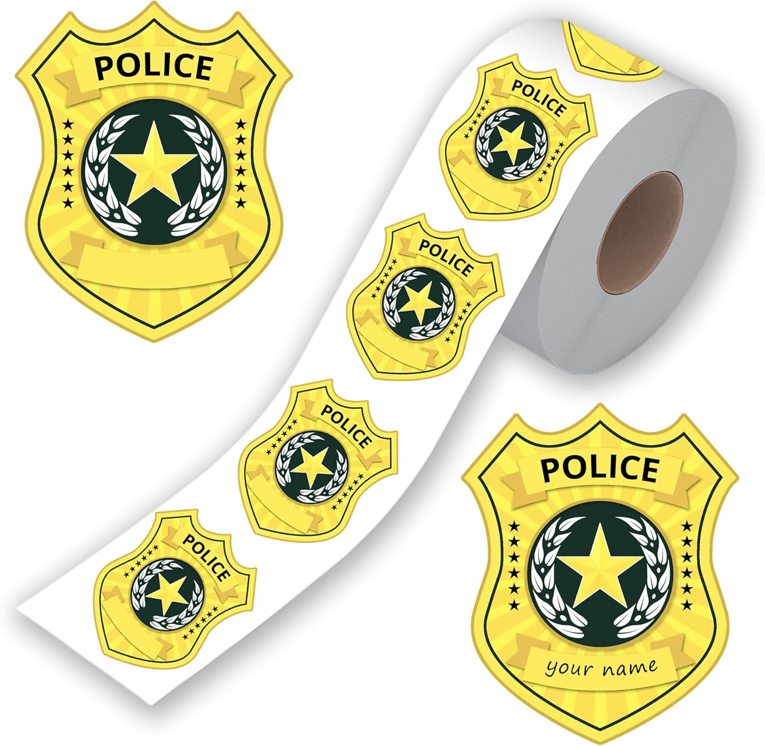 500 calcomanías de insignias de policía para niños, etiquetas de nombre de policía, suministros de fiesta de policía, regalos para niños,