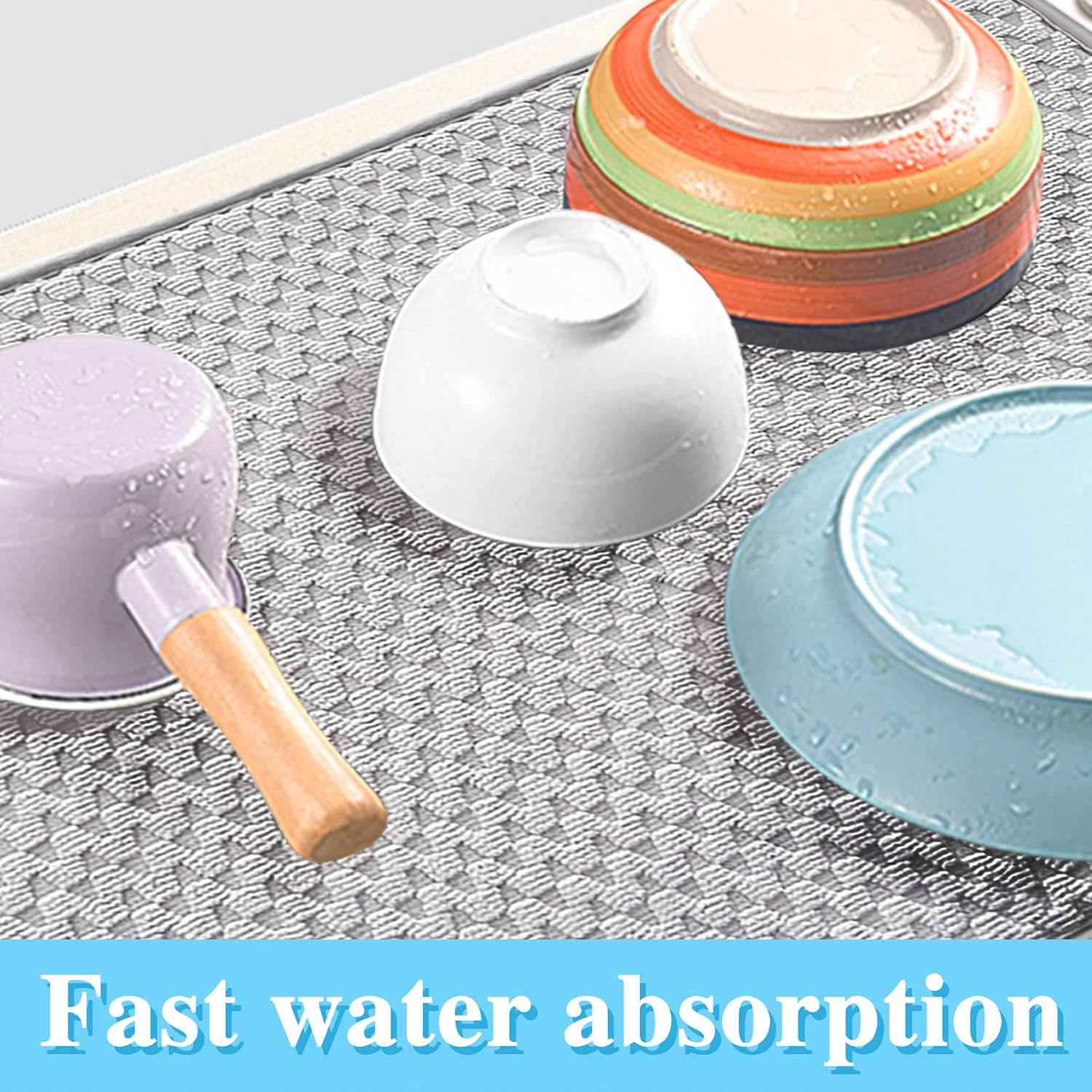 Paquete de 2 alfombrillas de microfibra para secar platos, escurridor de platos absorbente de 24 x 17 pulgadas, almohadilla de secado de platos de