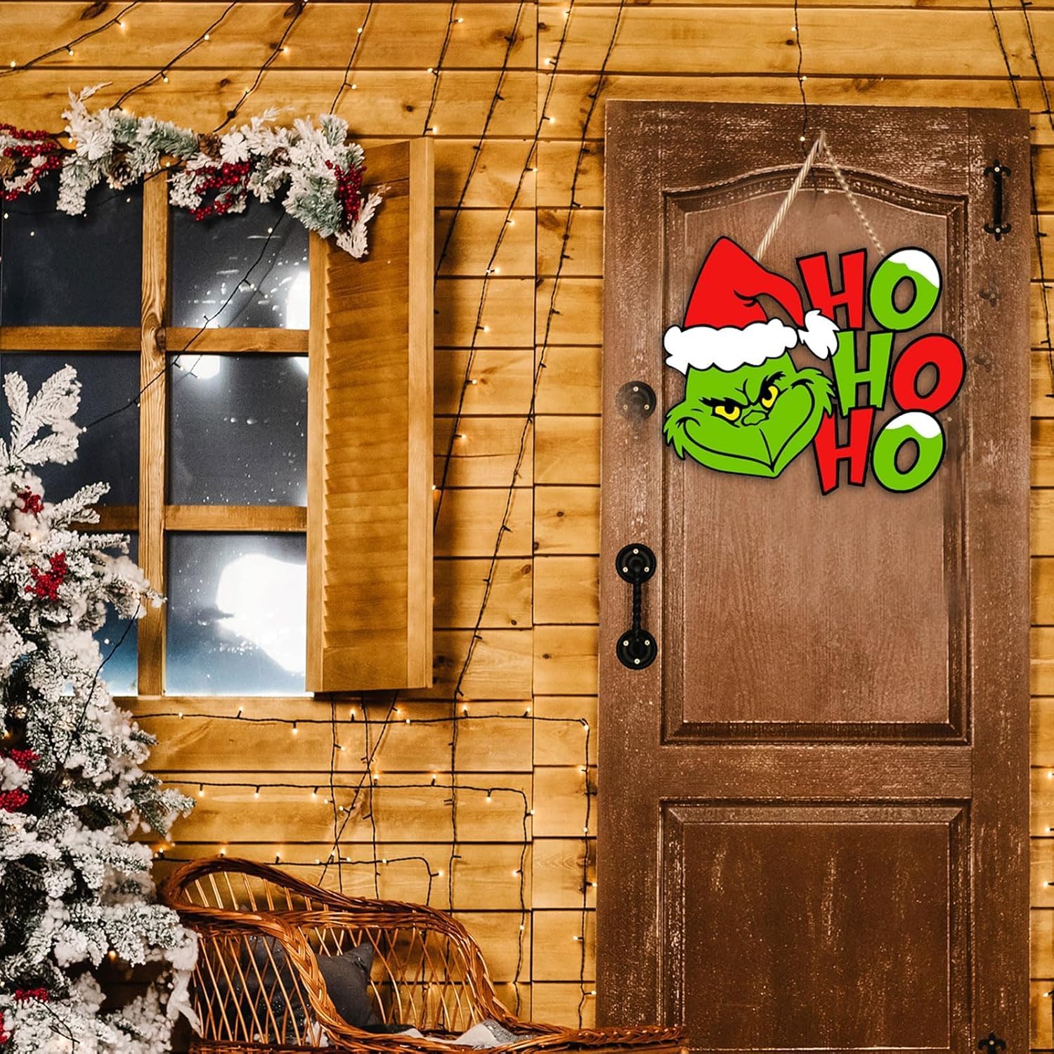 2 letreros de Navidad para puerta, letreros colgantes de madera de Navidad, placa de madera, decoración de puerta de madera, letreros colgantes para