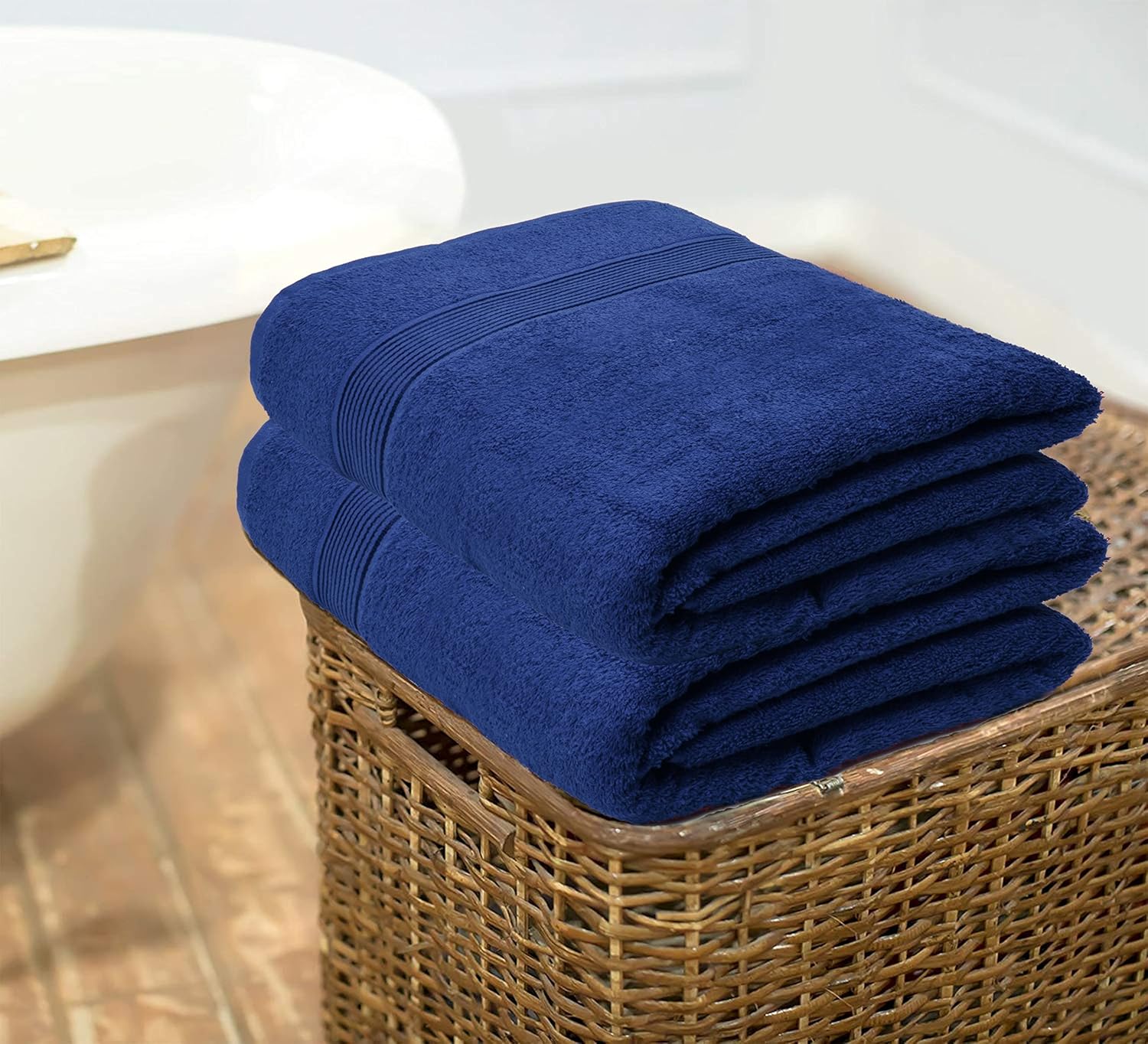 Belizzi Home Juego de 2 toallas de baño de algodón de gran tamaño de 28 x 55 pulgadas, toallas de baño grandes, ultra absorbentes, compactas, de