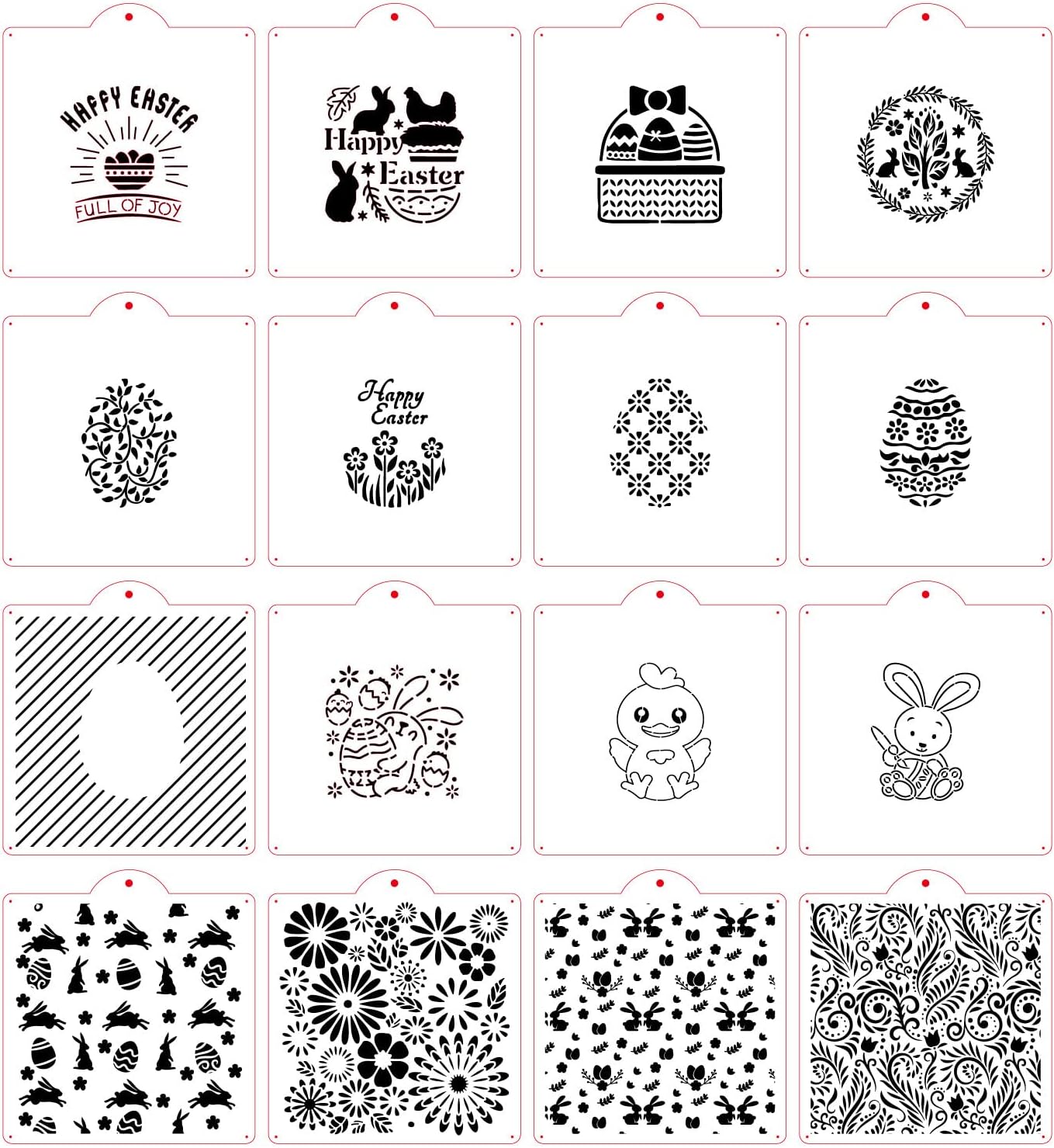 Webakin 16 plantillas de galletas de 5.5 pulgadas para aerografía, plantillas de glaseado real para Stencil Genie, plantillas de galletas de Pascua,