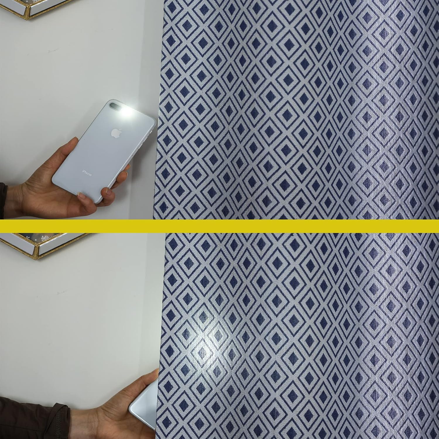 Cortinas de jacquard cuadradas azules de lino semitransparentes filtrantes de luz transparentes con ojales para ventana hasta el suelo, cortinas