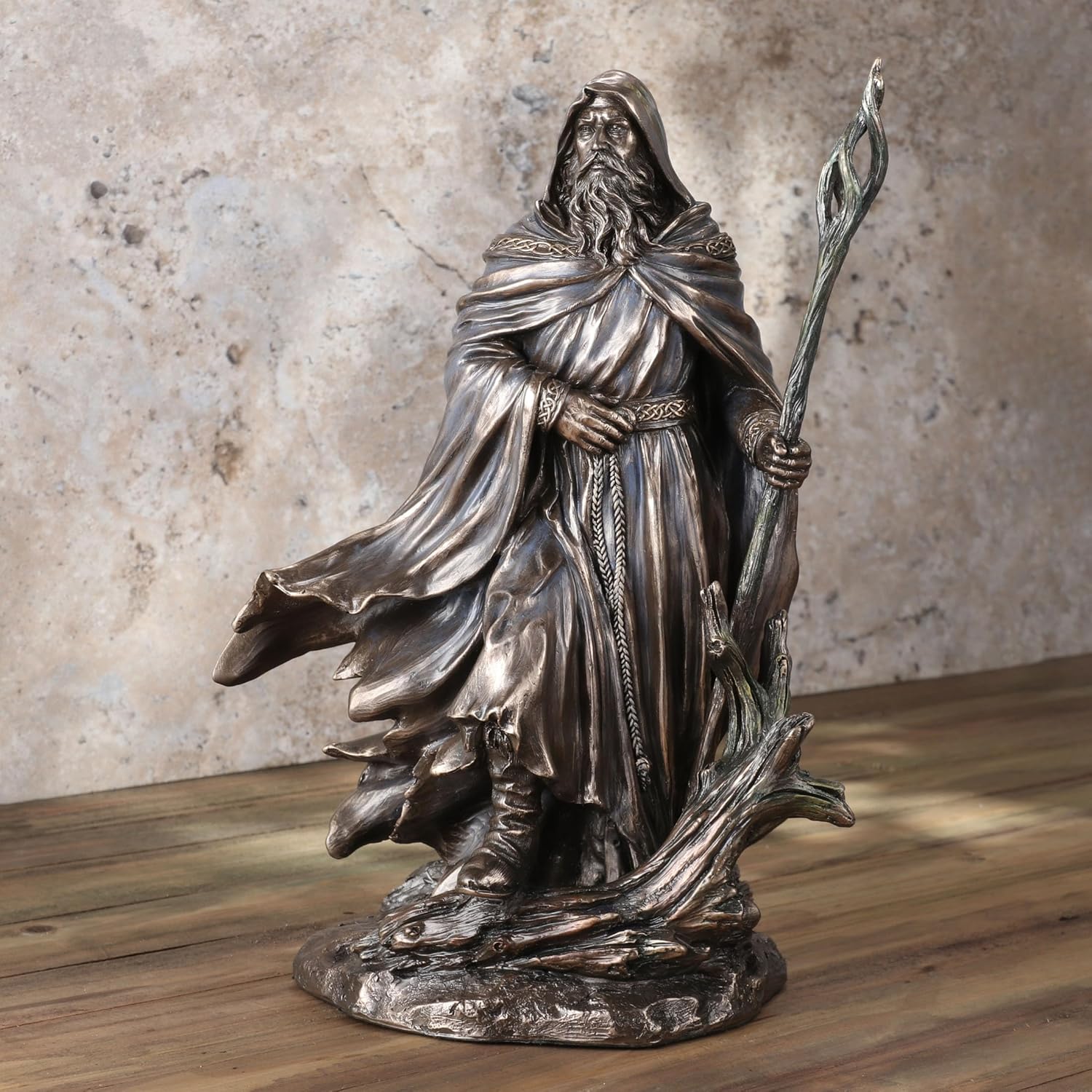 Veronese Design Merlín de 11 38 pulgadas de alto por Monte Moore Escultura de bronce antiguo de resina fundida en frío