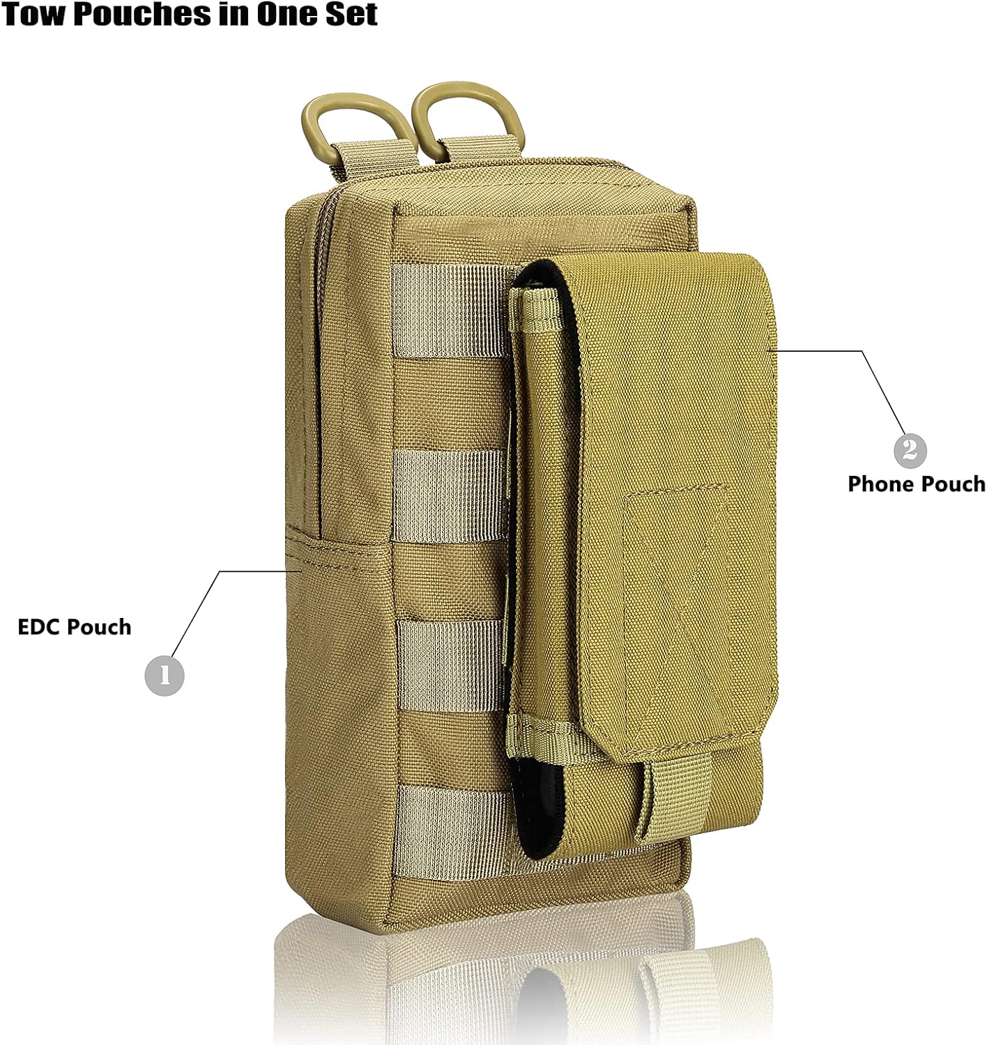 PanbooX Paquete de 2 bolsas tácticas Molle compactas Utilidad EDC Riñonera Pack Cinturón Bolsa Teléfono