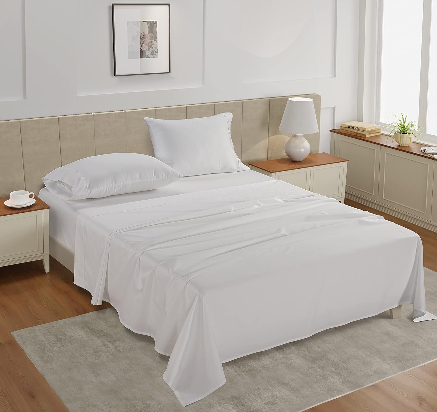 LANE LINEN – Juego de sábanas tamaño individual, 450 hilos, 100% algodón, de lujo, satén, ropa de cama para niños, dormitorios y adultos,
