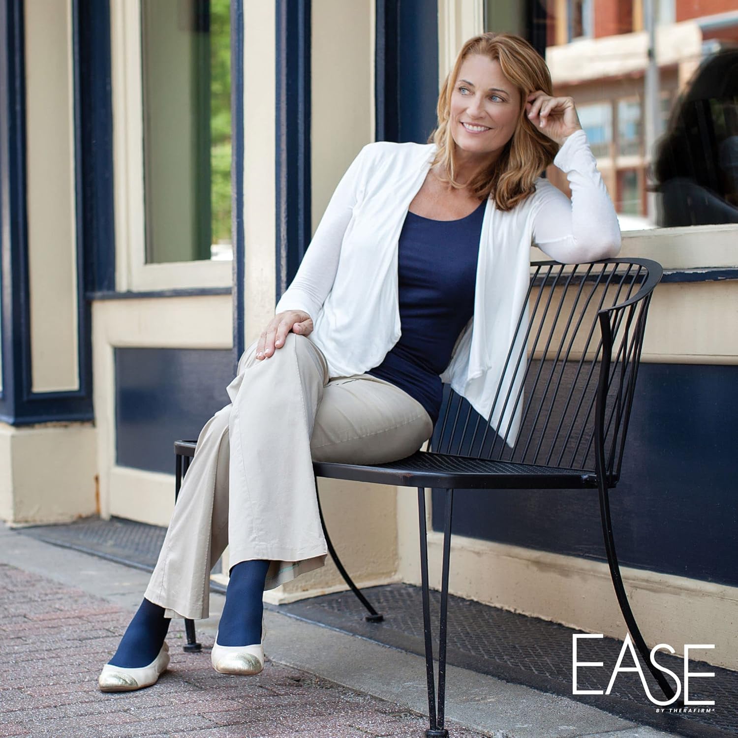Ease Opaque – Medias altas hasta el muslo con soporte para mujer, 15-20 mmHg, nailon de compresión suave (bronce, mediano largo)