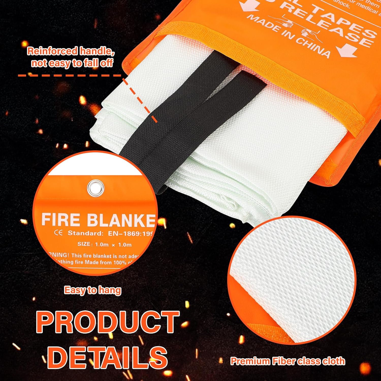Paquete de 10 mantas contra incendios de fibra de vidrio, manta de emergencia ignífuga para supresión de incendios, cubierta de seguridad de