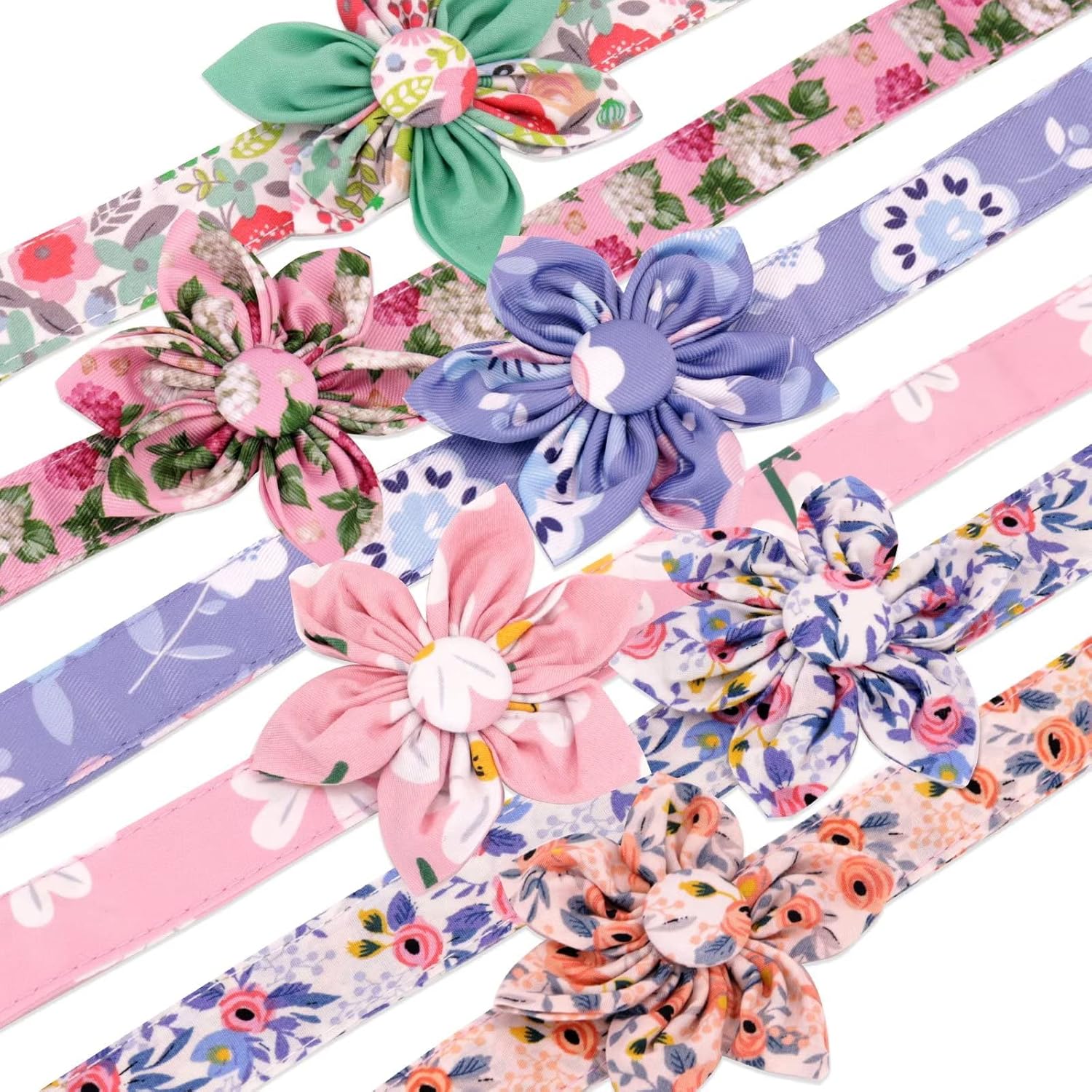 Beirui Lindo juego de collar y correa para perras hembras, collar floral de perro con flor para perros pequeños, medianos y grandes, talla XS cuello