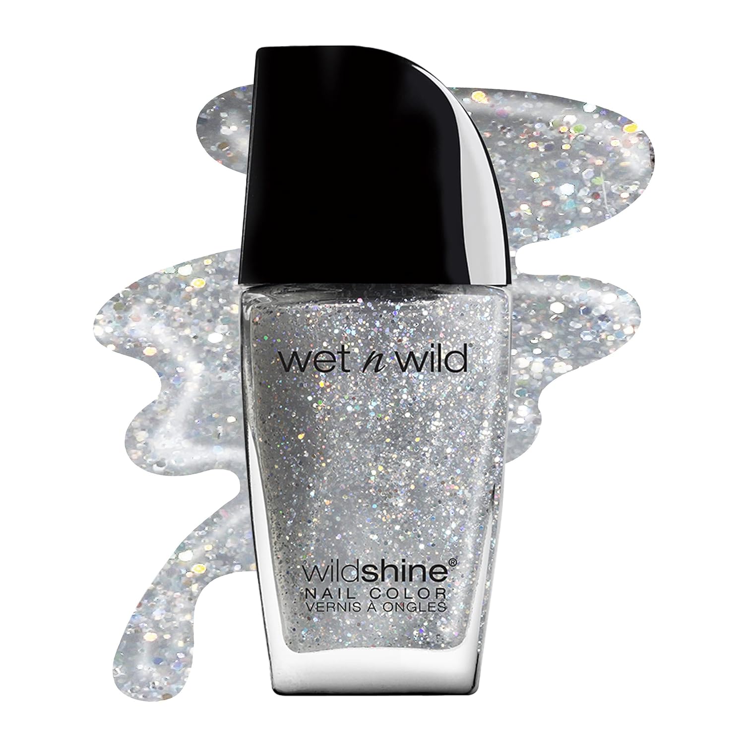 wet n wild Wild Shine Esmalte de uñas, caleidoscopio, capa superior con purpurina, color de uñas