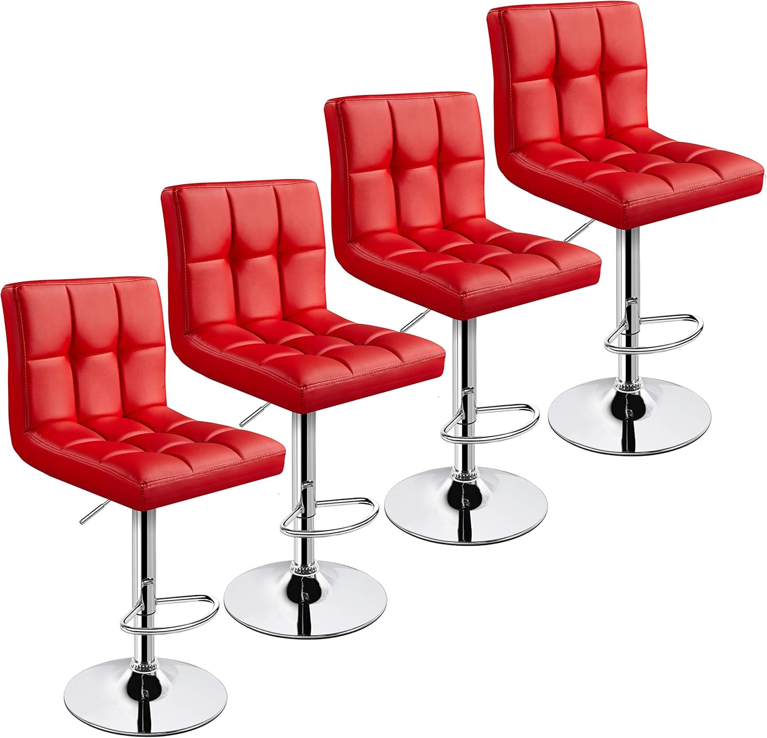 Yaheetech Juego de 4 taburetes de bar, modernas sillas ajustables para isla de cocina, taburetes de bar de altura de mostrador, silla giratoria de