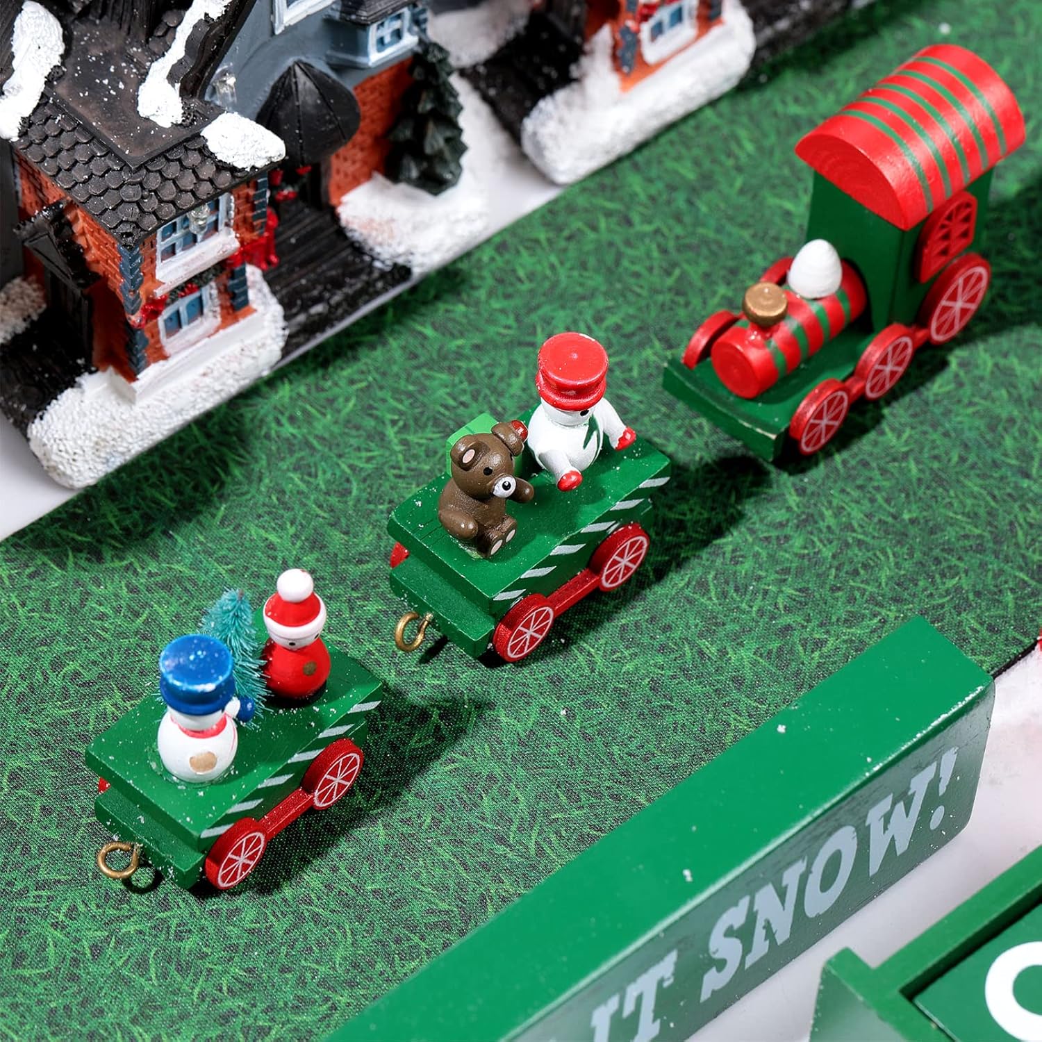 Accesorios de pueblo navideño de 5 x 50 pulgadas, tapete navideño en miniatura para calle, aldea navideña, nieve, decoración de calle para paisaje
