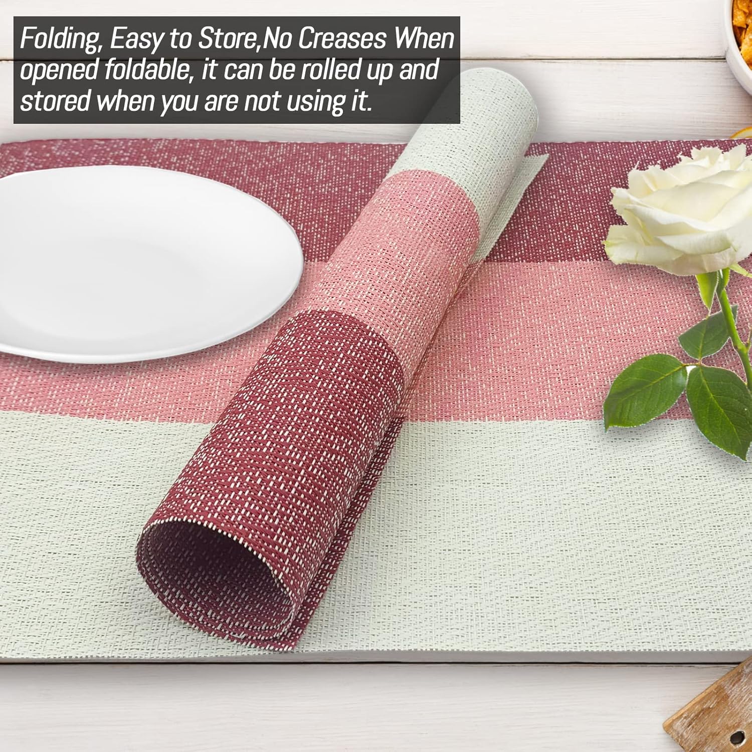 Juego de 4 manteles individuales de vinilo para mesa de comedor, resistentes al calor, antideslizantes, lavables, manteles individuales de vinilo