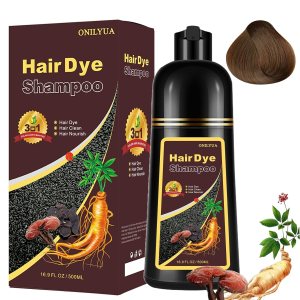 Champú de tinte para el cabello castaño oscuro a base de hierbas, 16.9 fl oz para cabello canas, champú instantáneo de color marrón oscuro 3 en 1 Champú de tinte para el cabello castaño oscuro a base de hierbas, 16.9 fl oz para cabello canas, champú instantáneo de color marrón oscuro 3 en 1