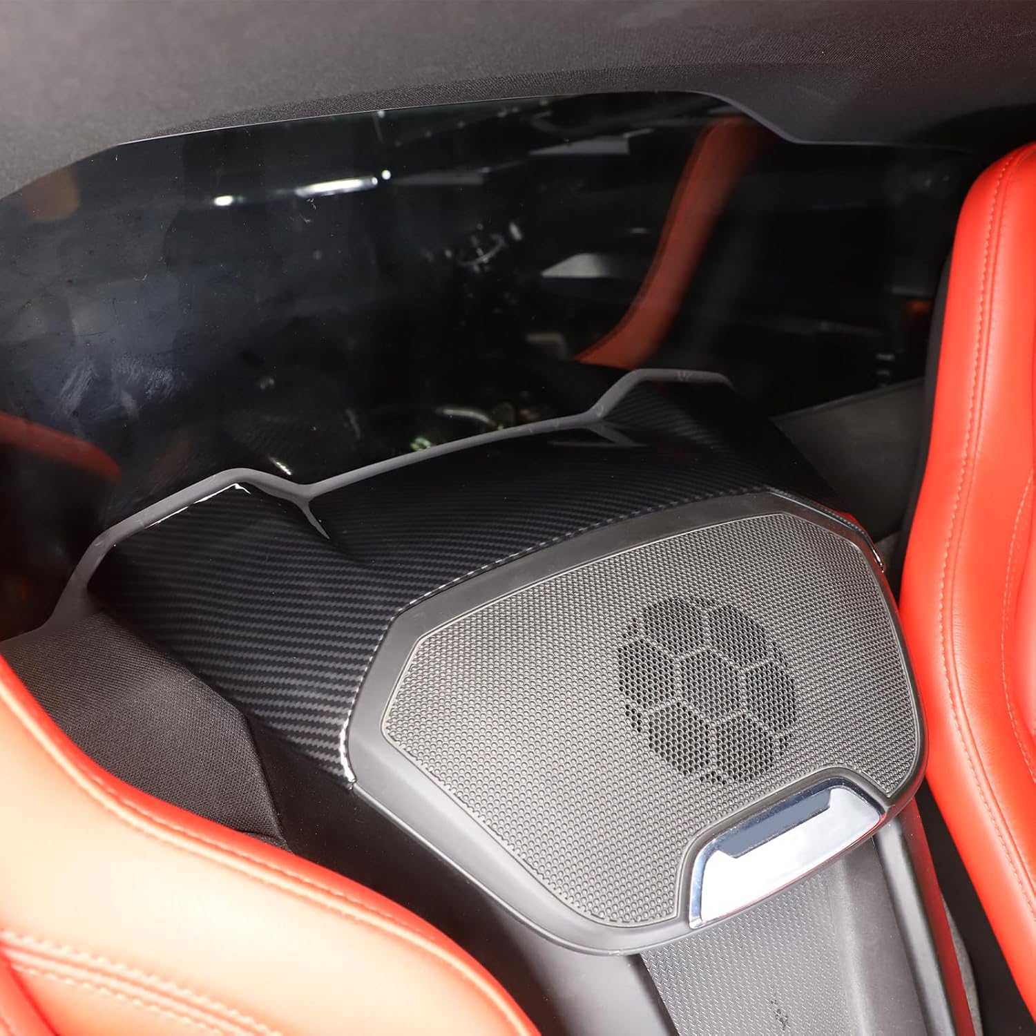 Cubierta del panel superior del altavoz trasero compatible con Chevrolet Corvette C8 2020-2023, cubierta de altavoz de cascada de consola,
